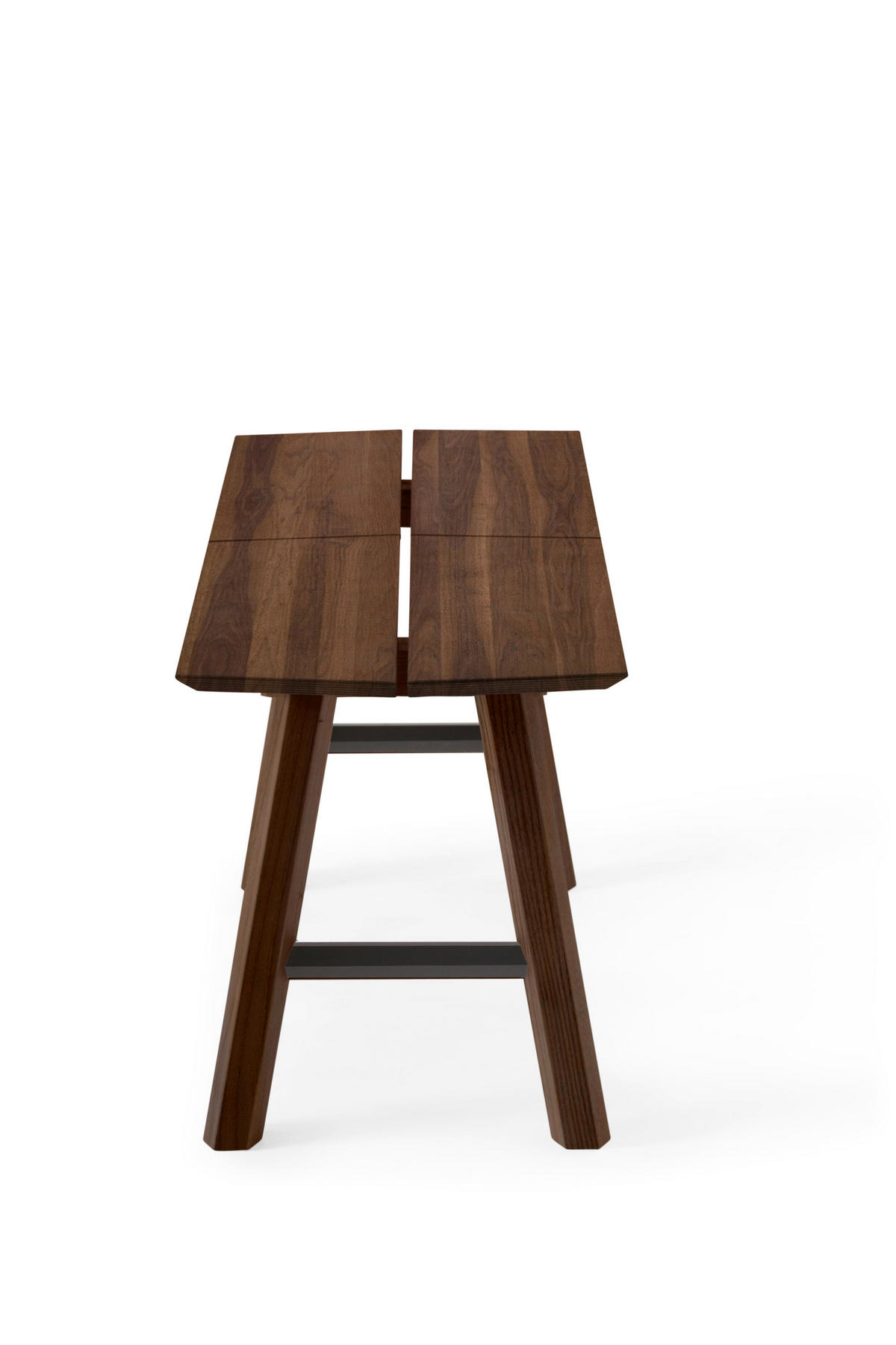 BANK Savia schwarze Details - Walnussfarben/Schwarz, Holz (102/45/36cm) - Woodendot