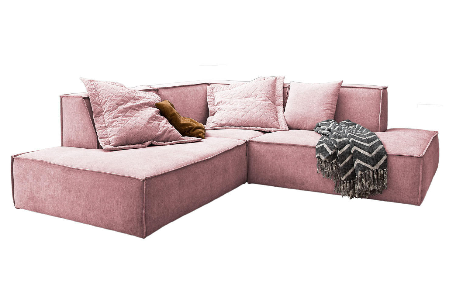 ECKSOFA SAMU Pink Webstoff - Pink/Schwarz, Textil (226/224cm) - KAWOLA