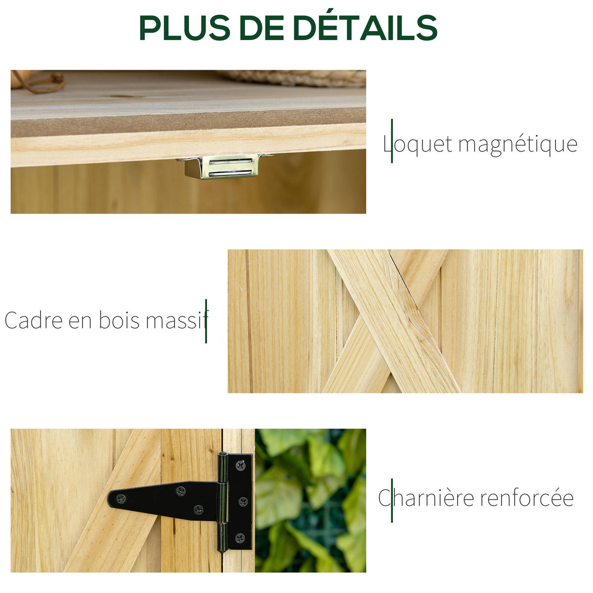 GERÄTESCHUPPEN DE-17585 2 Türen mit Metallplatte Naturholz - Naturfarben, Holz (80/92/45cm) - ComfortXL