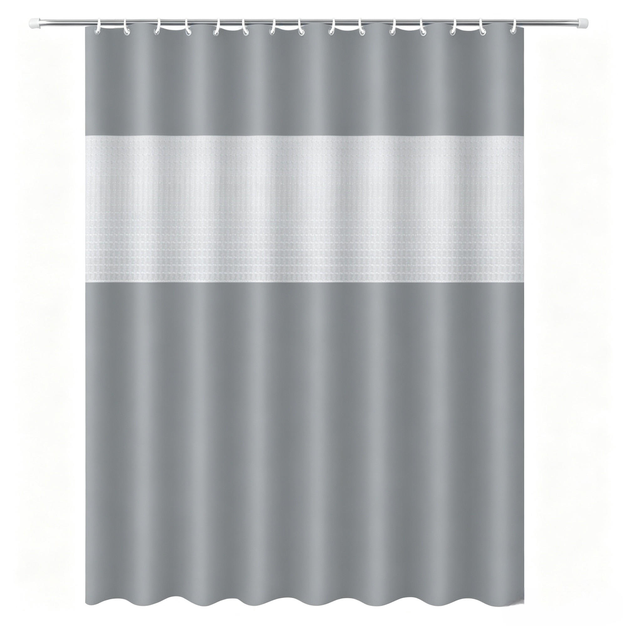 DUSCHVORHANG – Breite 180 x Höhe 180 cm – Grau – Inklusive Haken - Grau, Kunststoff (180/180cm)