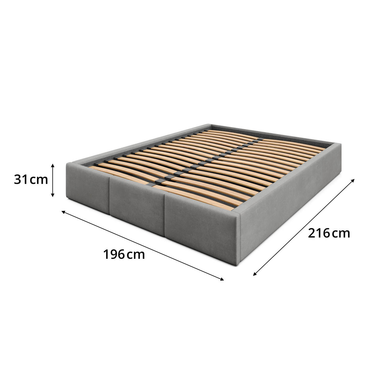 POLSTERBETT für Schlafzimmer Bett mit Stauraum Grau 180x200cm - Grau, Holzwerkstoff/Textil (180/200cm) - Muralo