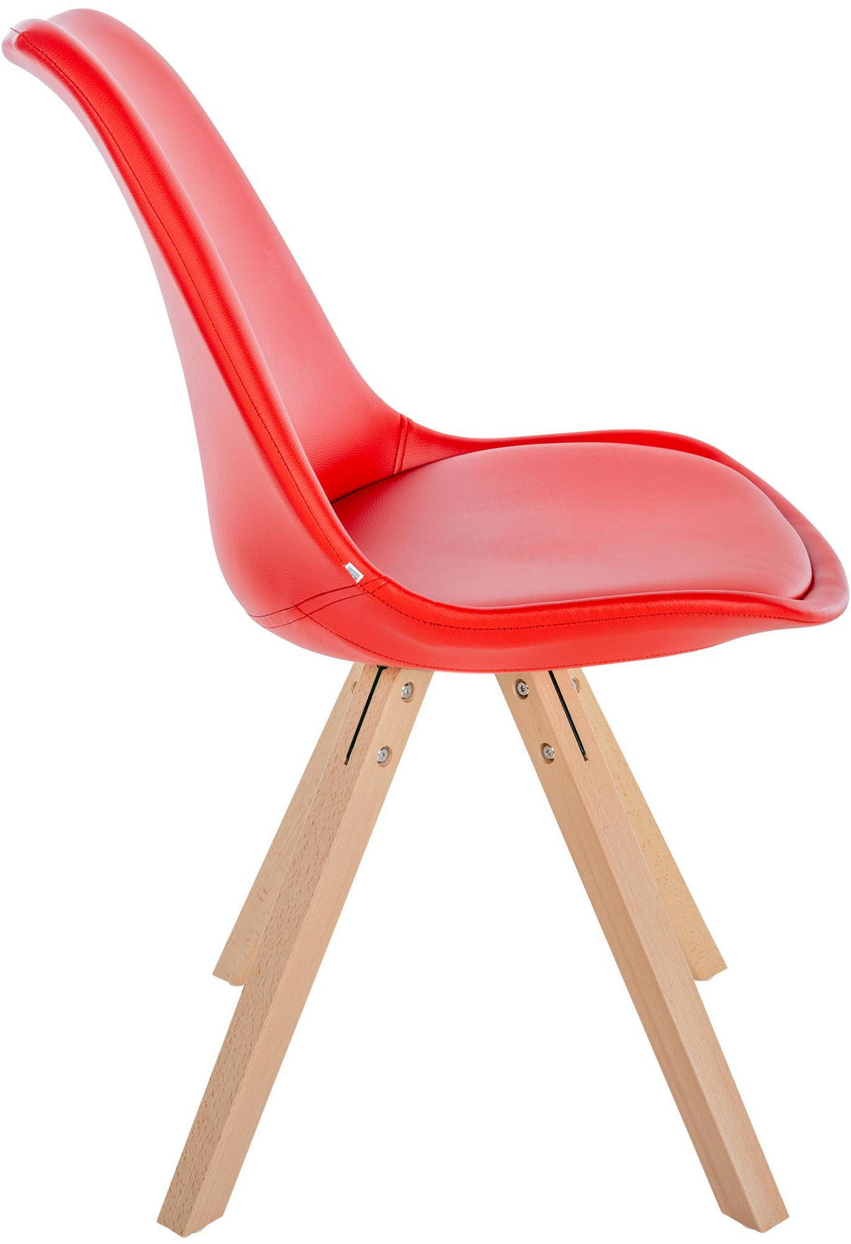 STUHL Lederlook rot - Rot/Naturfarben, Holz/Textil (48/81/54cm) - CLP