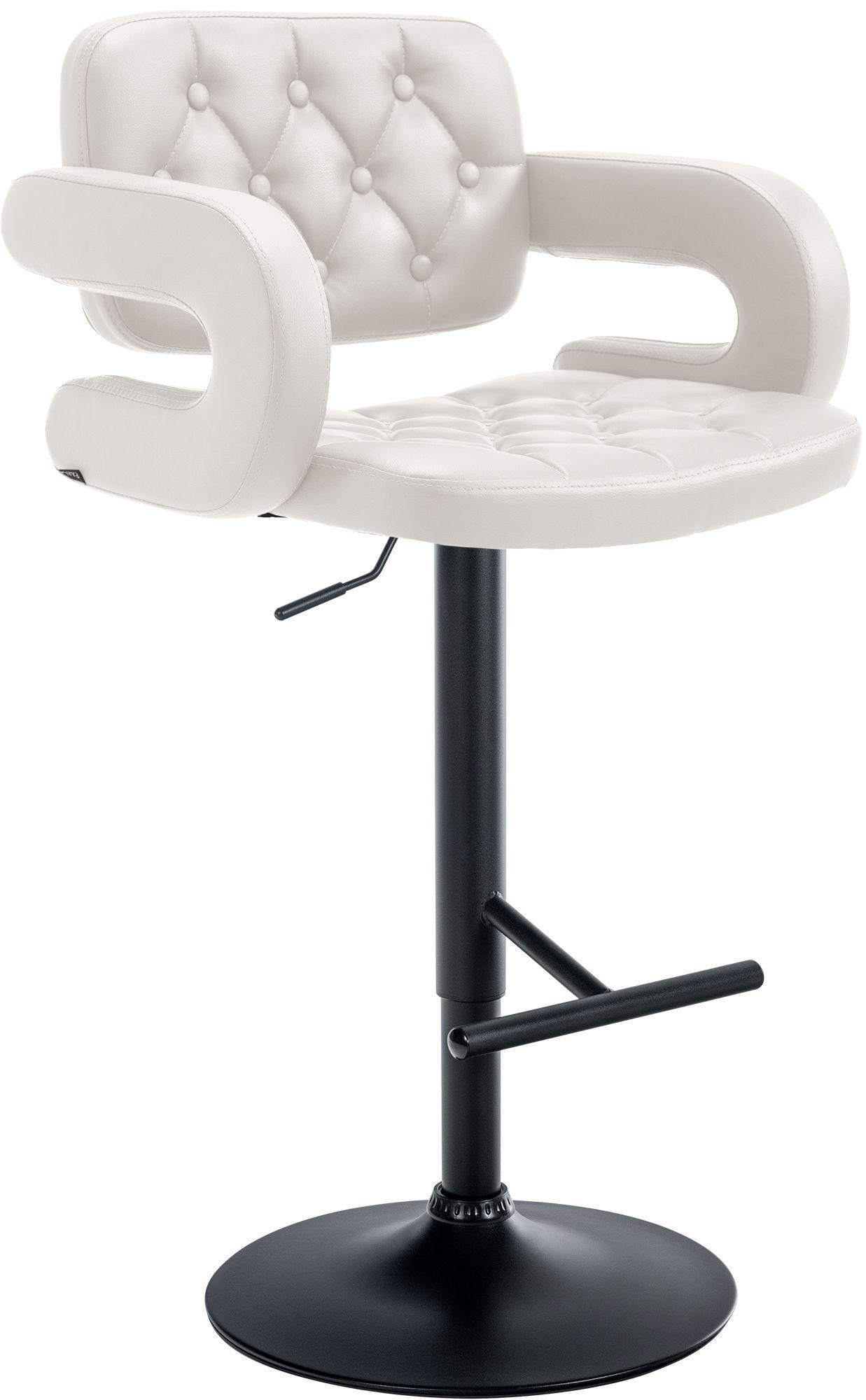 BARHOCKER Lederlook weiß - Schwarz/Weiß, Textil/Metall (62/103/55cm) - CLP