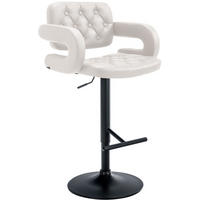 BARHOCKER Lederlook weiß - Schwarz/Weiß, Textil/Metall (62/103/55cm) - CLP