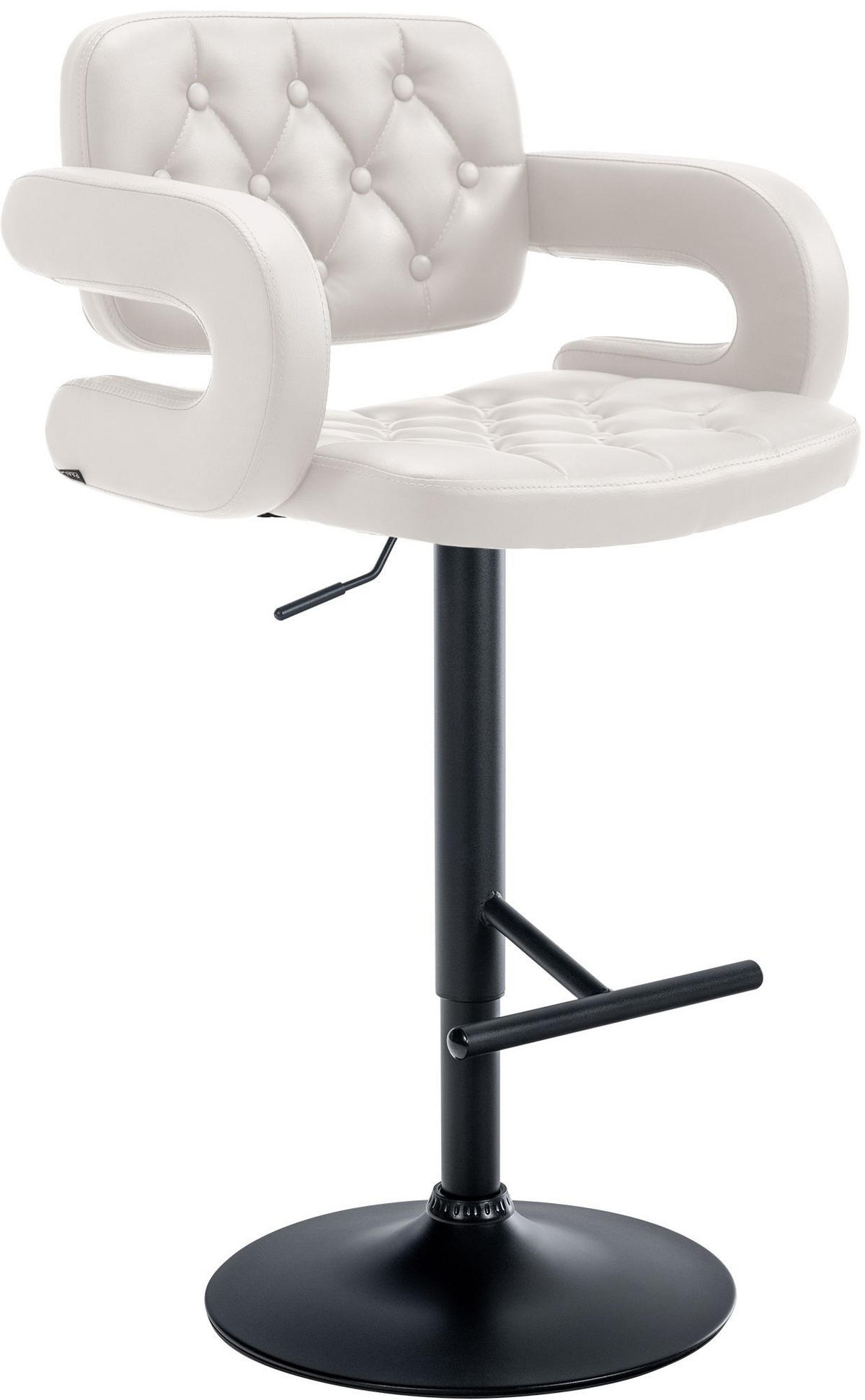BARHOCKER Lederlook weiß - Schwarz/Weiß, Textil/Metall (62/103/55cm) - CLP