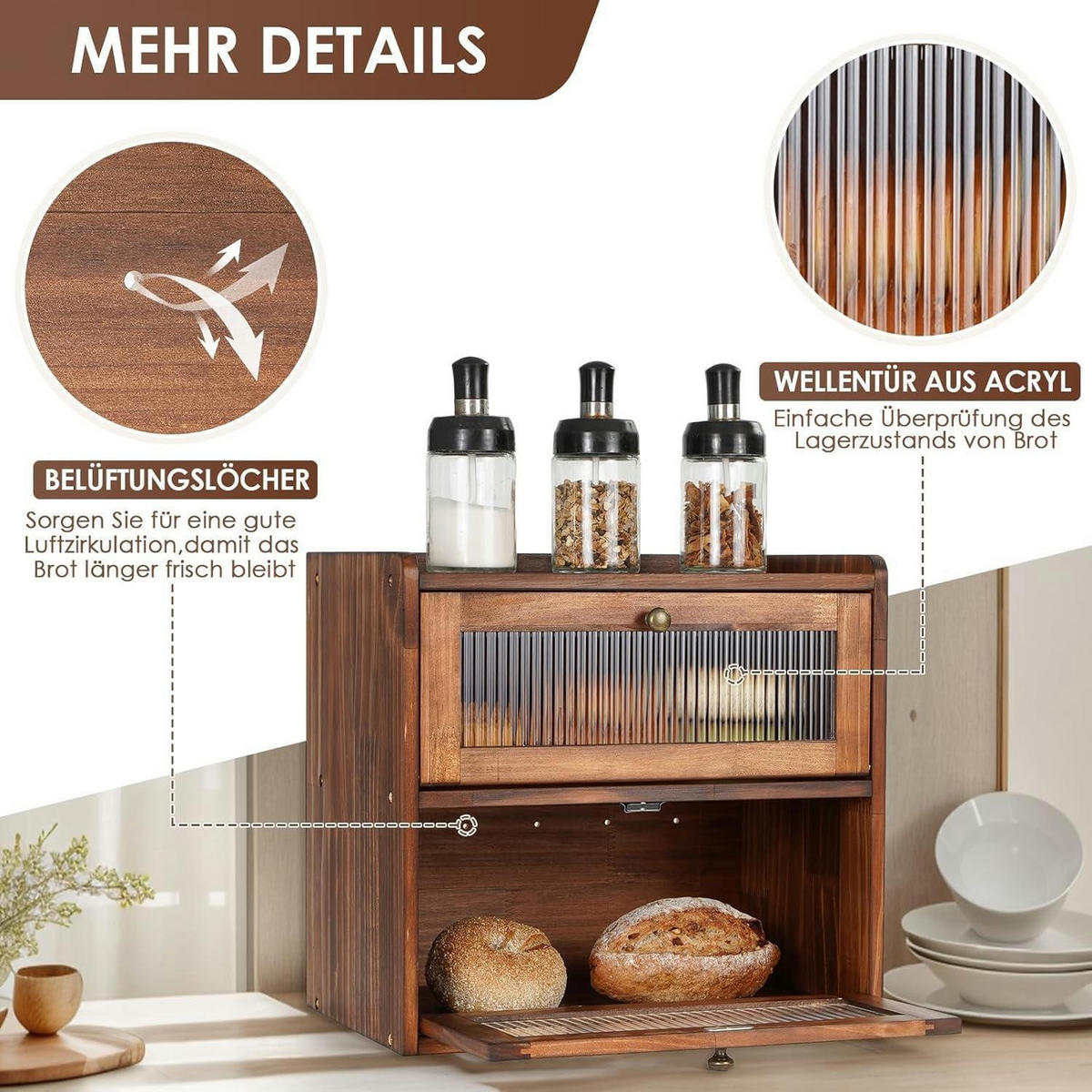 BROTKASTEN Holz 36 x 24 x 34 cm - Braun, Holz (24/34/36.5cm)