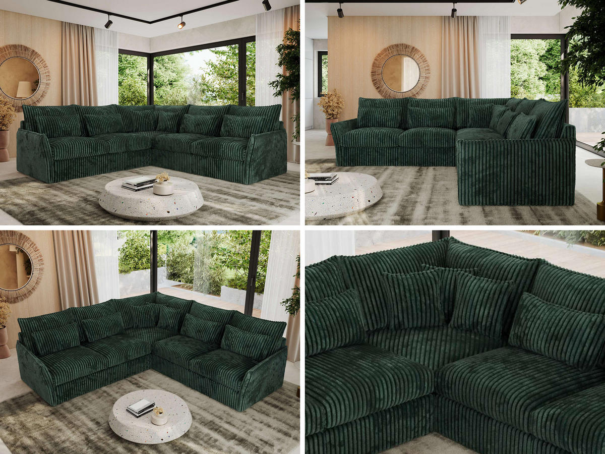 ECKSOFA VERSO L Grün Cord - Schwarz/Grün, Kunststoff/Textil (270/270cm) - MKS
