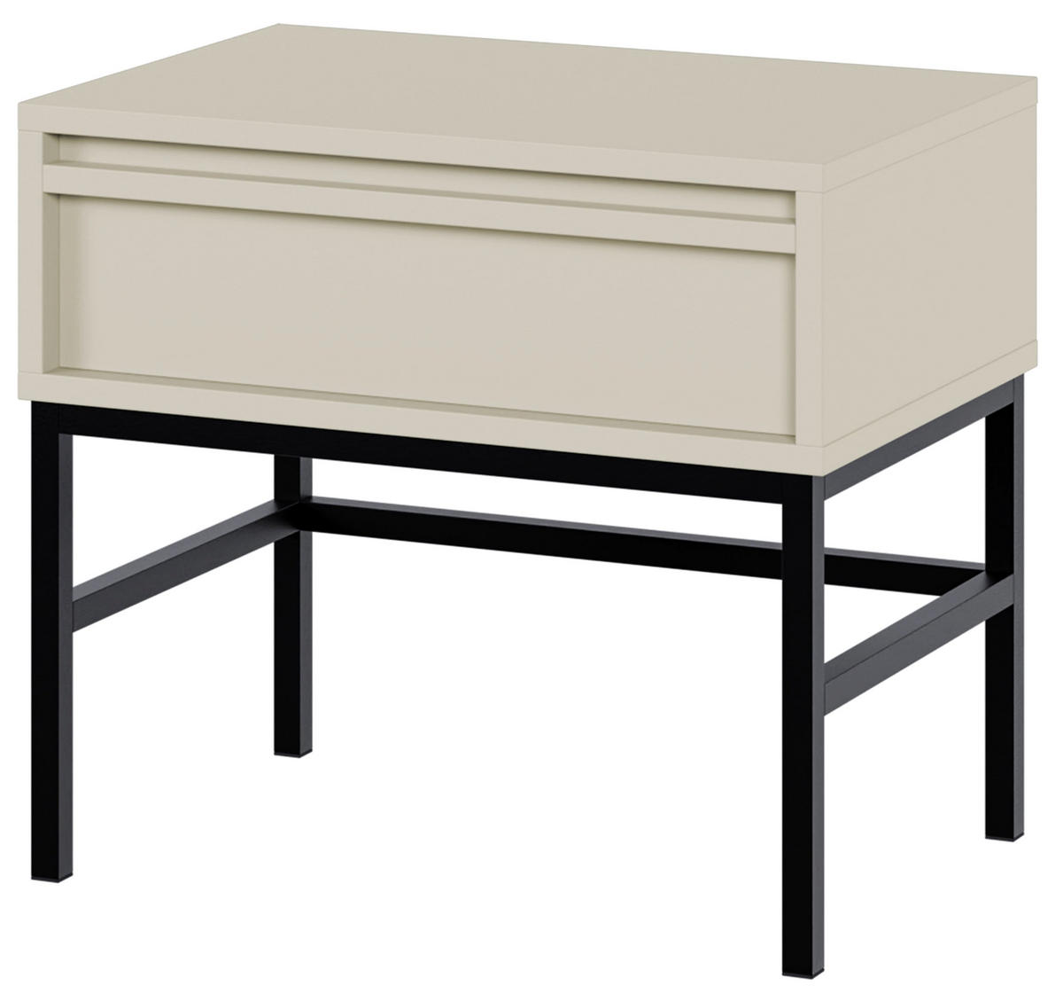 NACHTISCH Evo Greige mit schwarzem Gestell, 50 cm - Greige/Schwarz, Holzwerkstoff/Metall (50/44/34cm) - Selsey