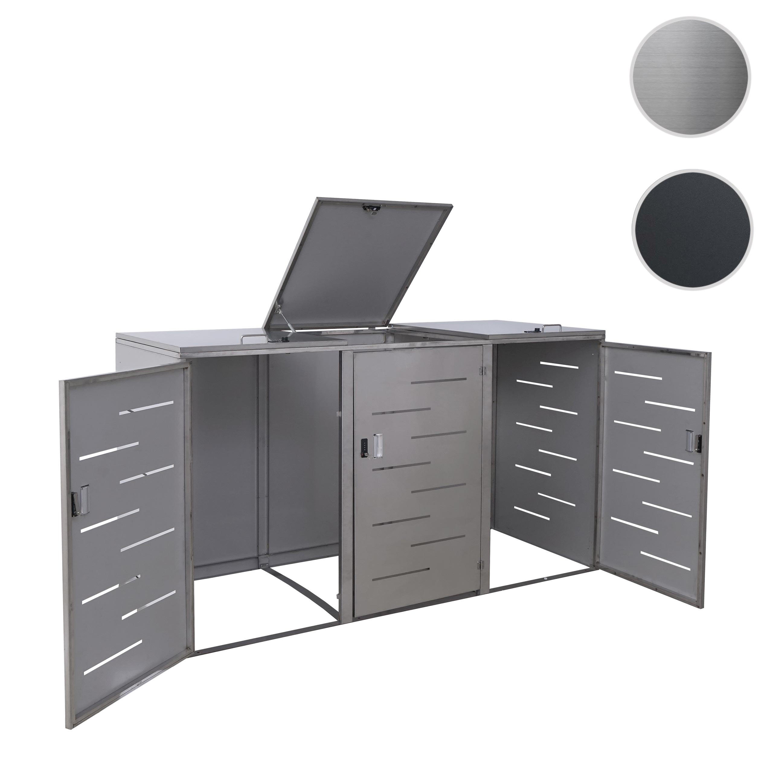 Thumbnail - MCW 3Er-/6Er-Mülltonnenverkleidung, Silber, Metall, 212x116x98 cm, Aufbewahrung & Schutzhüllen