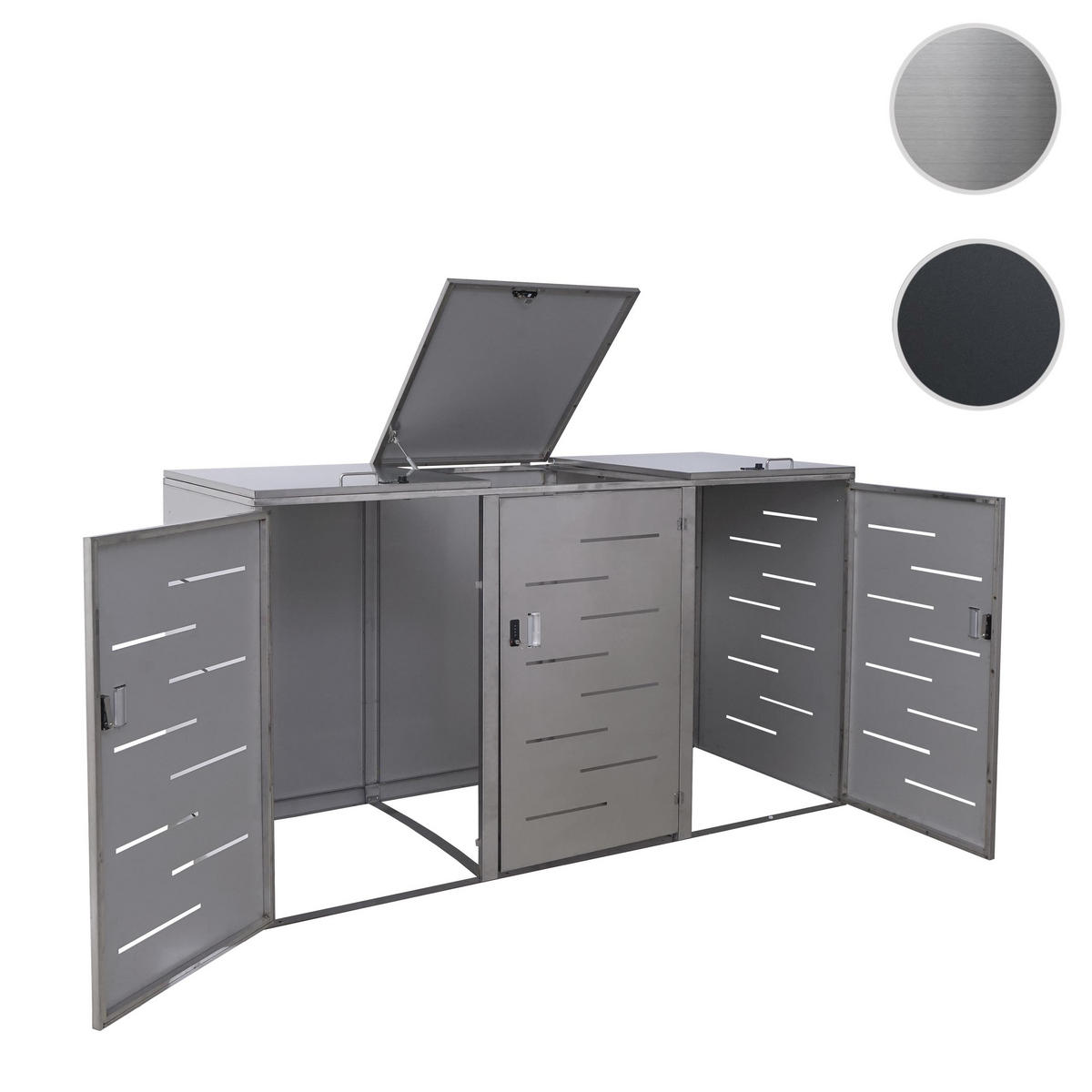 3ER-/6ER-MÜLLTONNENVERKLEIDUNG Silber - Silberfarben, Metall (212/116/98cm) - MCW