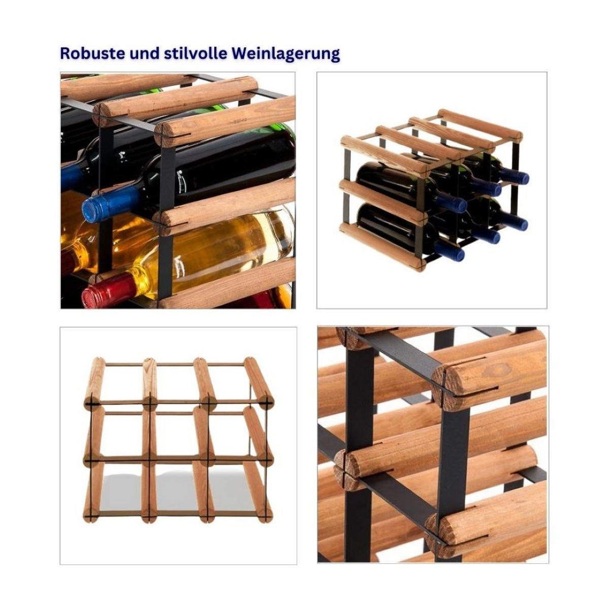 WEINREGAL Vinotega Mod Metal 22,5x32,5x24,5 cm 3x2 Flaschen Massives Kiefernholz Braun Geölt - Braun, Holz (32.5/22.5/24.5cm) - PROREGAL