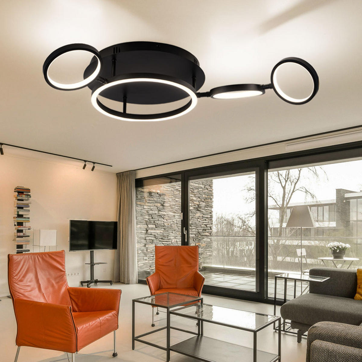 LED DECKENLEUCHTE Metall Schwarz - Schwarz, Metall (79/39/11.5cm) - Globo Lighting