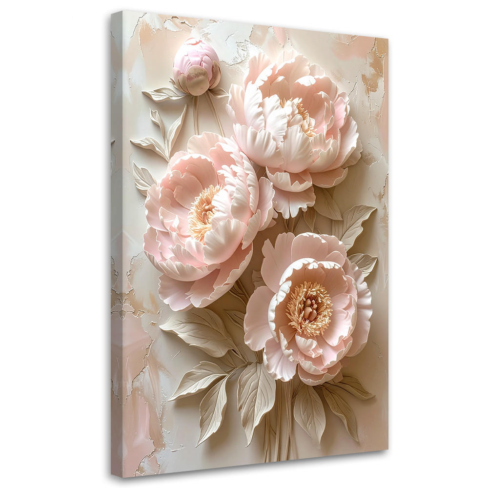 LEINWANDBILD, Pastellrosa Pfingstrosen in einem dekorativen Blumenarrangement - Rosa, Textil (40/60cm) - Feeby