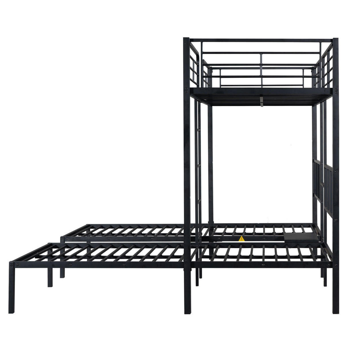 PALANDA 227/205,5/170 cm pro 3 osoby s bezpečnostním zábradlím, žebříkem a odkládací deskou, Černá - černá, kov (90/200cm) - Redom