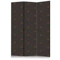 PARAVENT Akustik 3-tlg 135x172 cm Sonnen Sterne Boho - Braun, Holz/Textil (135/172/3cm) - Muralo