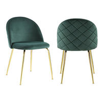 STUHL 2er-Set - Samt & Goldfarbenes Metall - Grün - MELBOURNE - Grün, Textil (50/77/55cm) - Vente-Unique