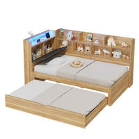 KINDERBETT Natur 90x200 LED USB Ausziehbett Stauraum Holz - Naturfarben, Holzwerkstoff (90/200cm) - FLIEKS