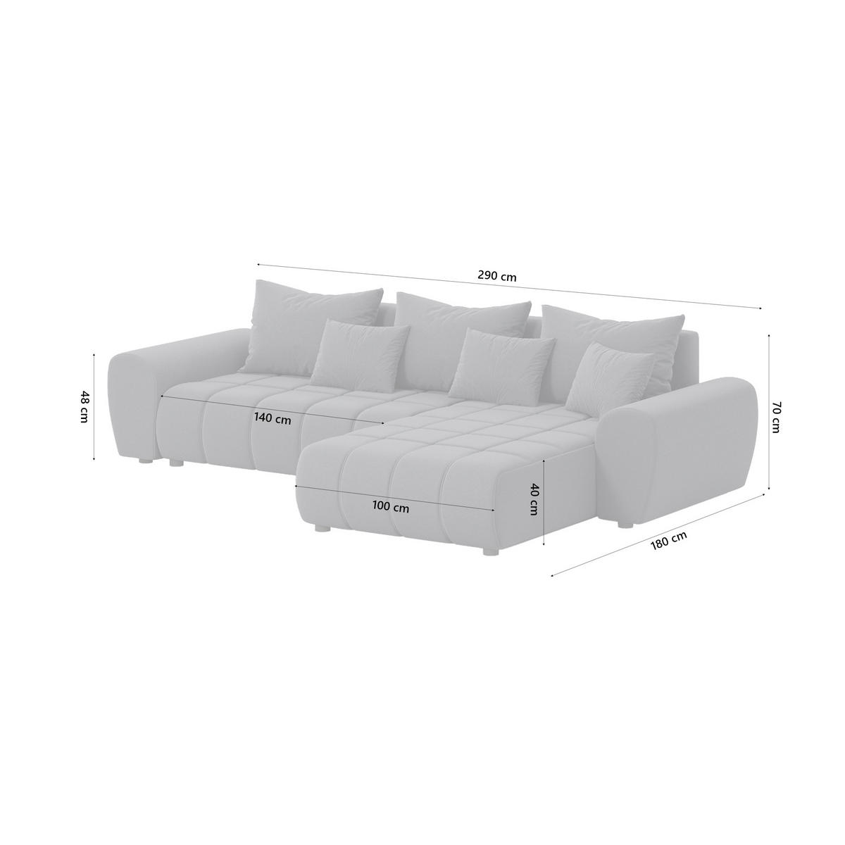 ECKSOFA Eide L mit Schlaffunktion, Graphit - Graphitfarben, Textil (294/180cm) - Fedve