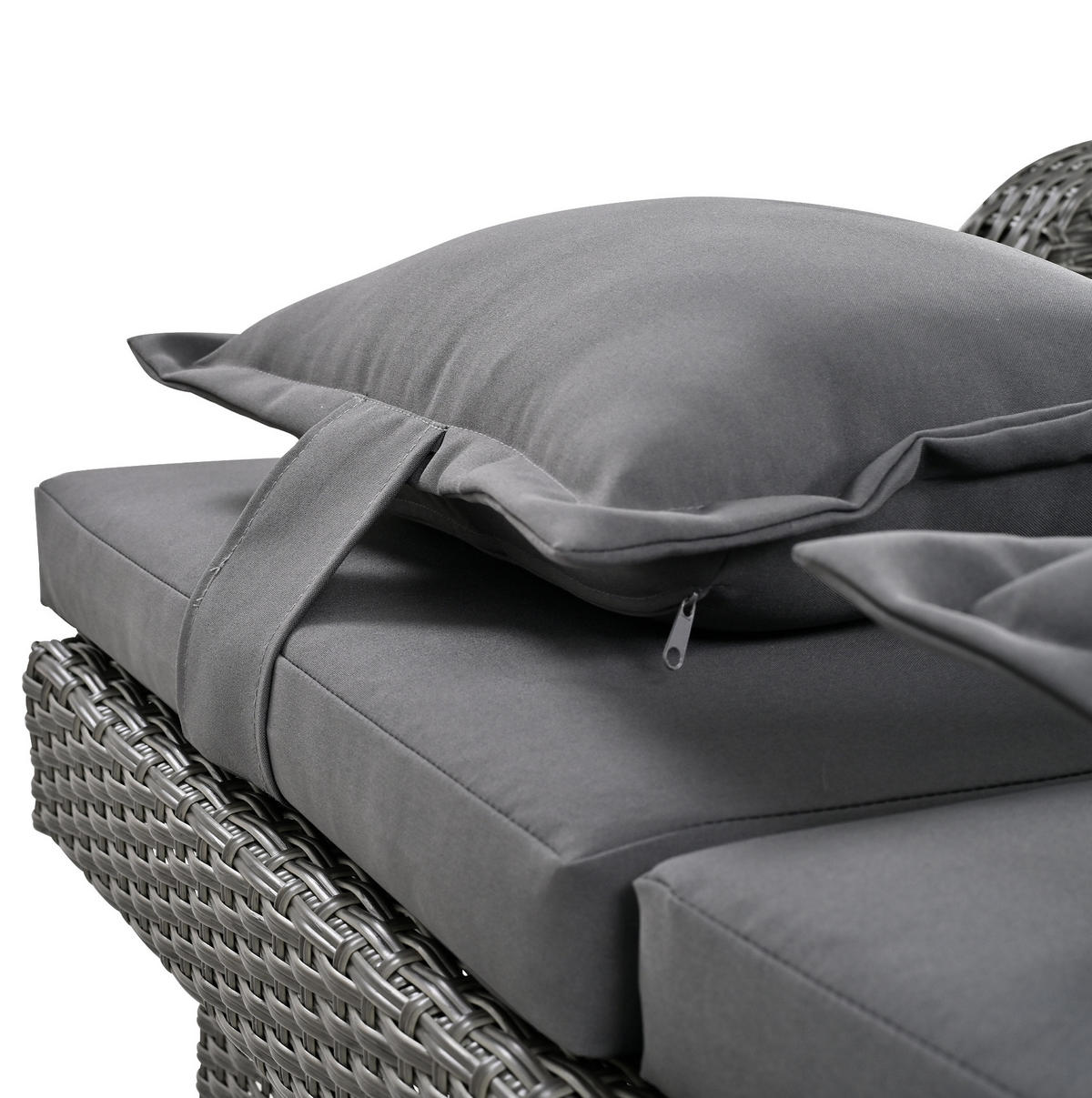 LOUNGESOFA aus Rattan & Stahl 120x74x95 cm in Grau mit Rückenlehne - Grau, Metall (74/95/120cm) - Modfu