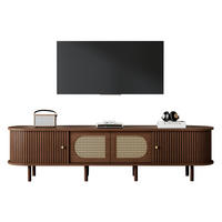 TV stolek 180/40/40 cm se 2 dvířky, 2 roletovými dvířky a MDF korpusem, Tmavý dub - barva vlašského ořechu/hnědá, kompozitní dřevo (180/40/40cm) - Redom