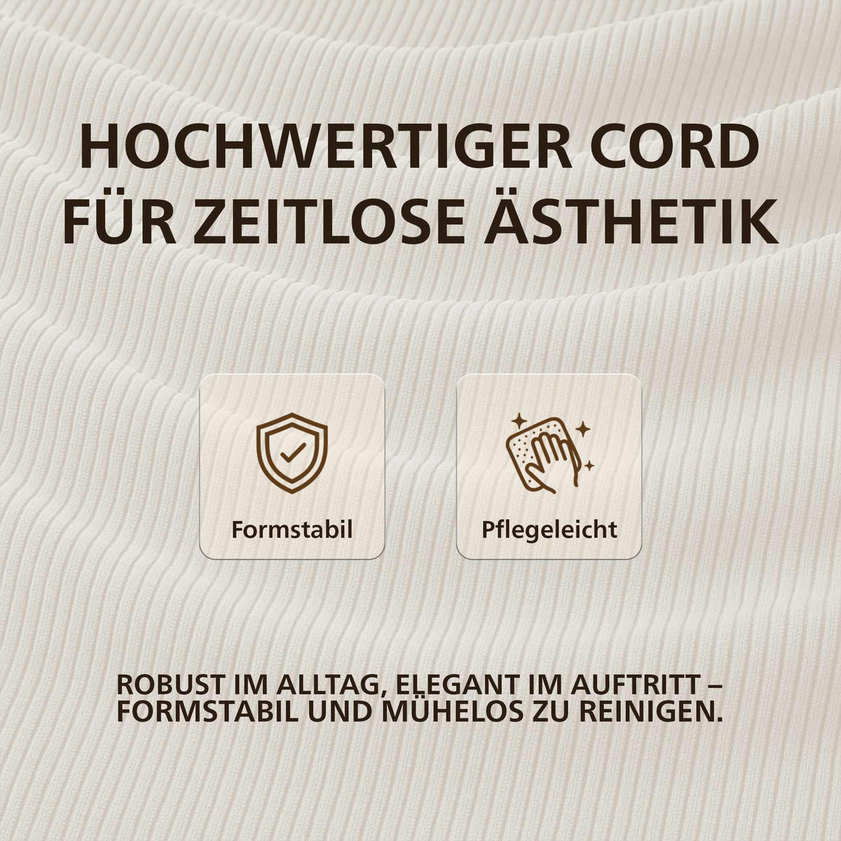 ESSZIMMERSTUHL Cord Creme - Creme, Holz/Textil (41/91/47cm) - CLP