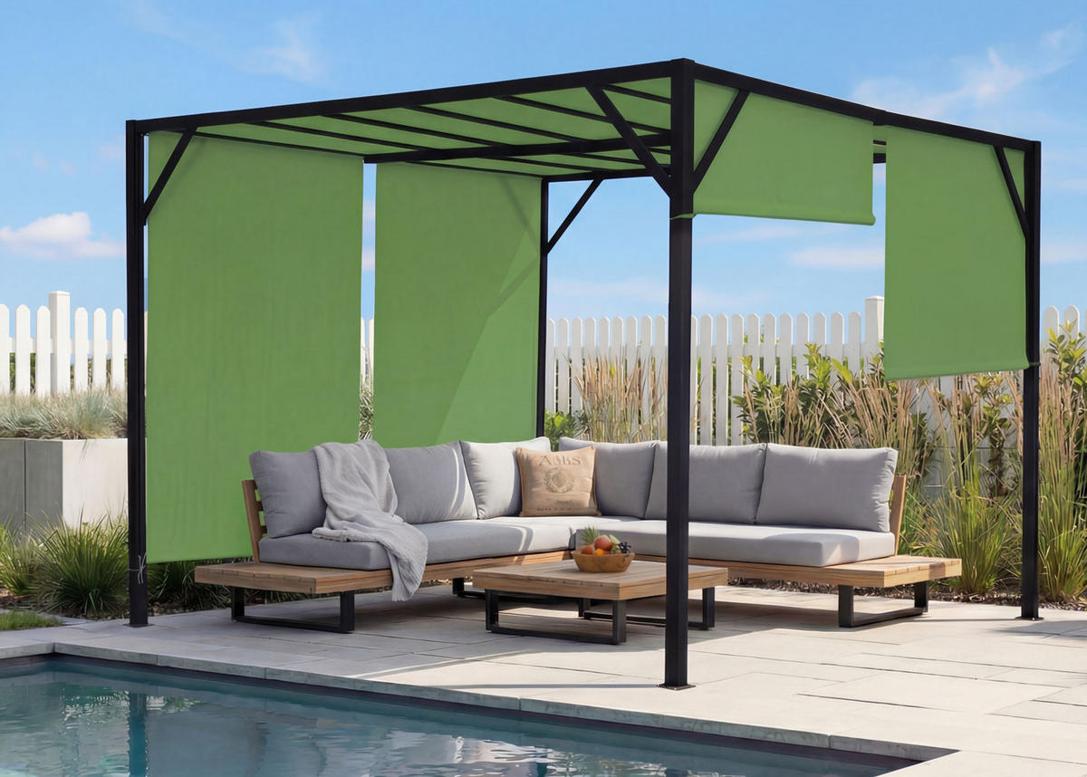 PERGOLA BEJA Grün - Grün, Metall (305/212/305cm) - MCW