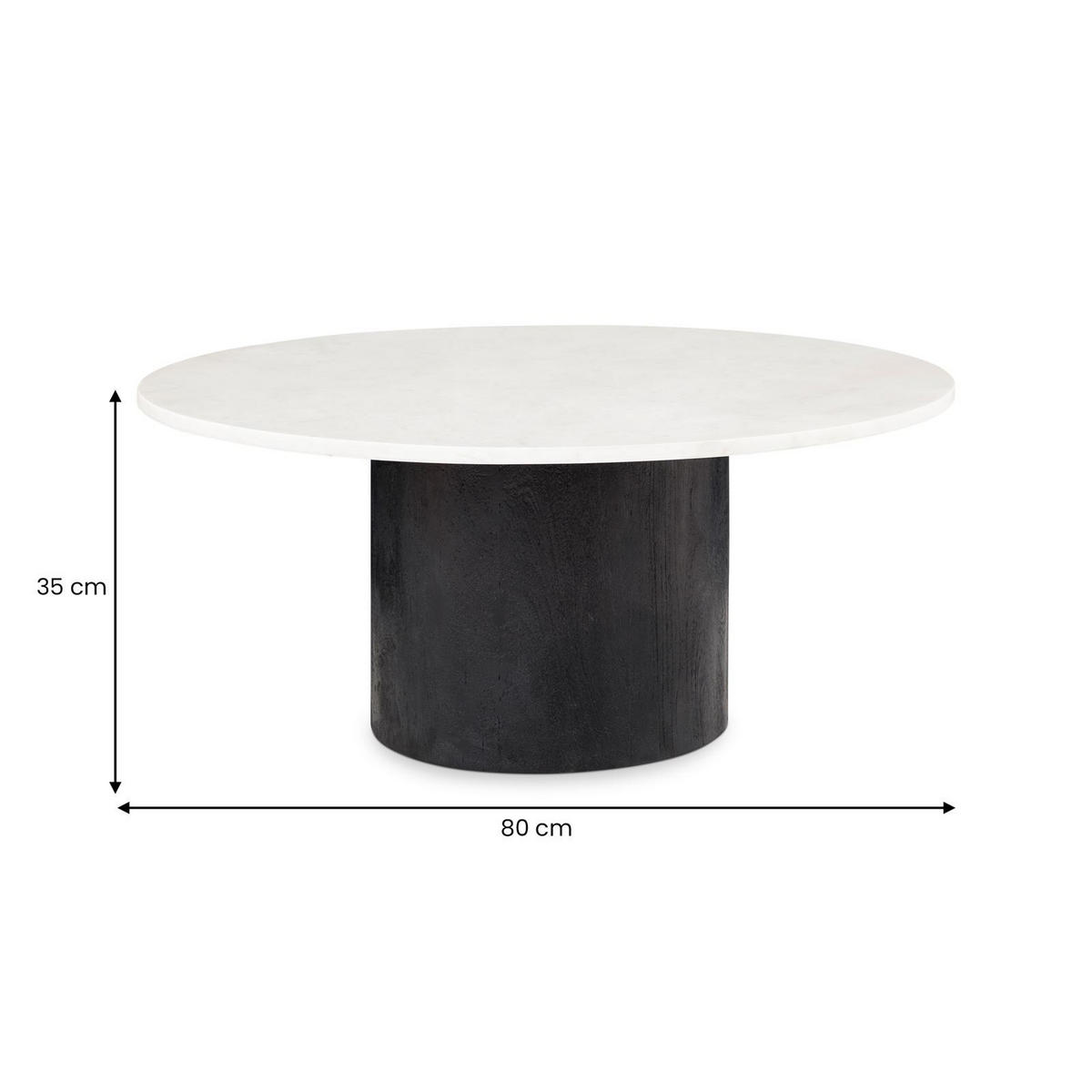 COUCHTISCH GANGA weiß/schwarz - Schwarz/Weiß, Naturmaterialien/Holz (80/80/35cm) - IDIMEX