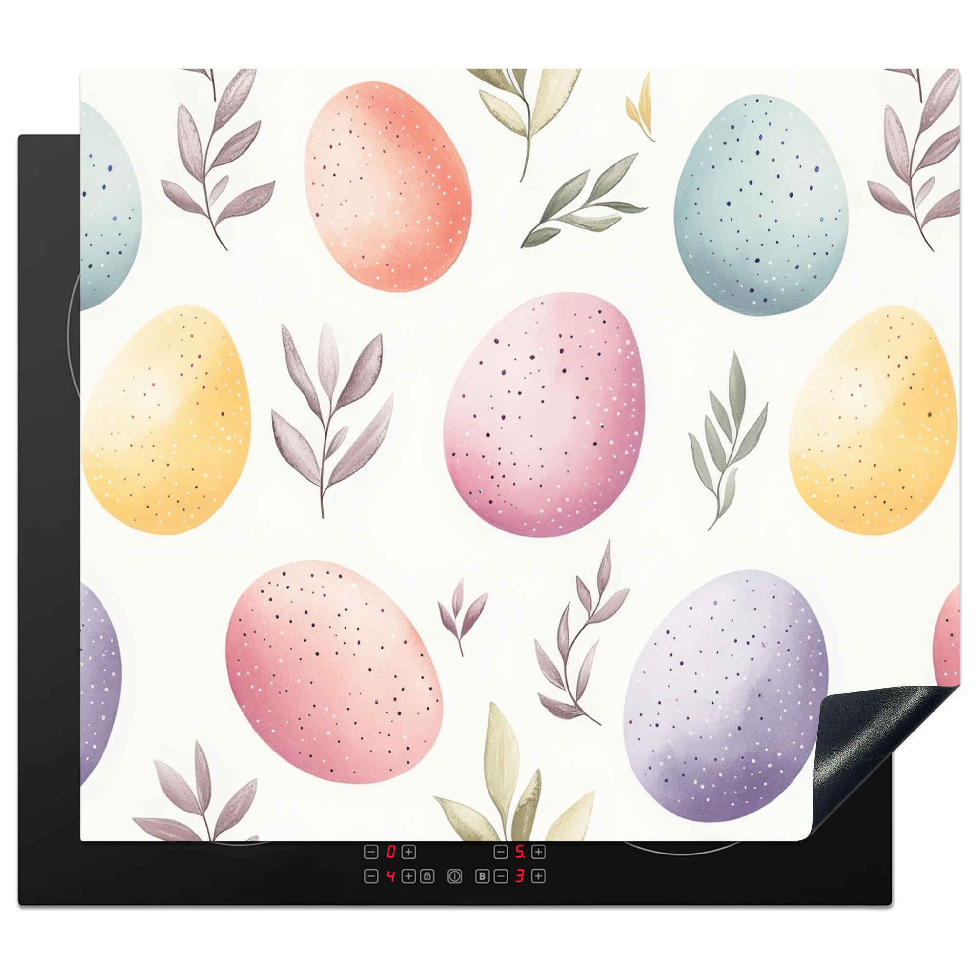 HERDABDECKPLATTE Eier - Bunt - Muster Abdeckung Ceranfeld 57.6x51.6 cm - Weiß, Kunststoff (57.6/51.6/0.2cm) - MuchoWow