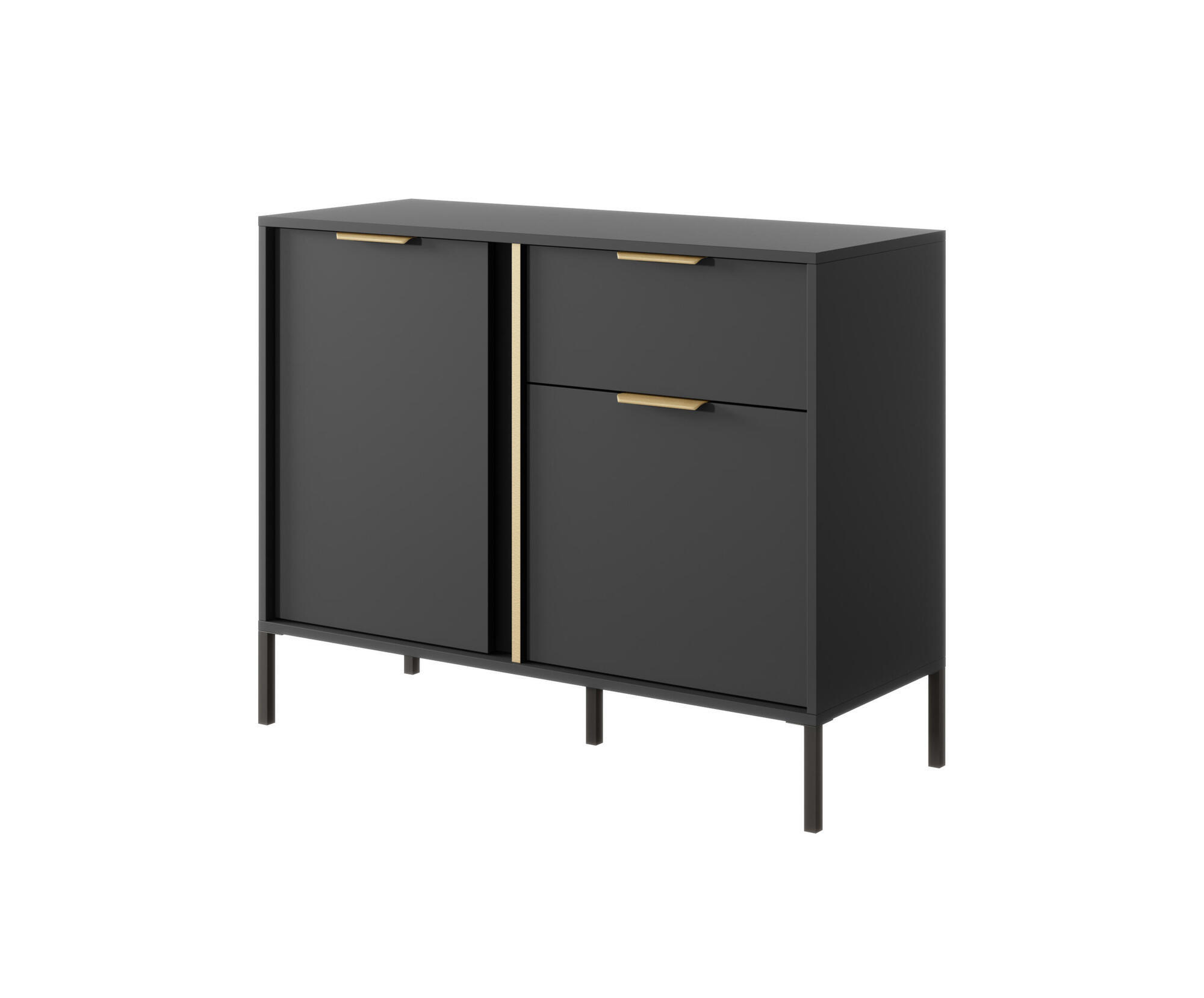 SIDEBOARD LARS Schwarz 103x40x81 cm - Schwarz, Holzwerkstoff (103/81/40cm) - FURNLUX