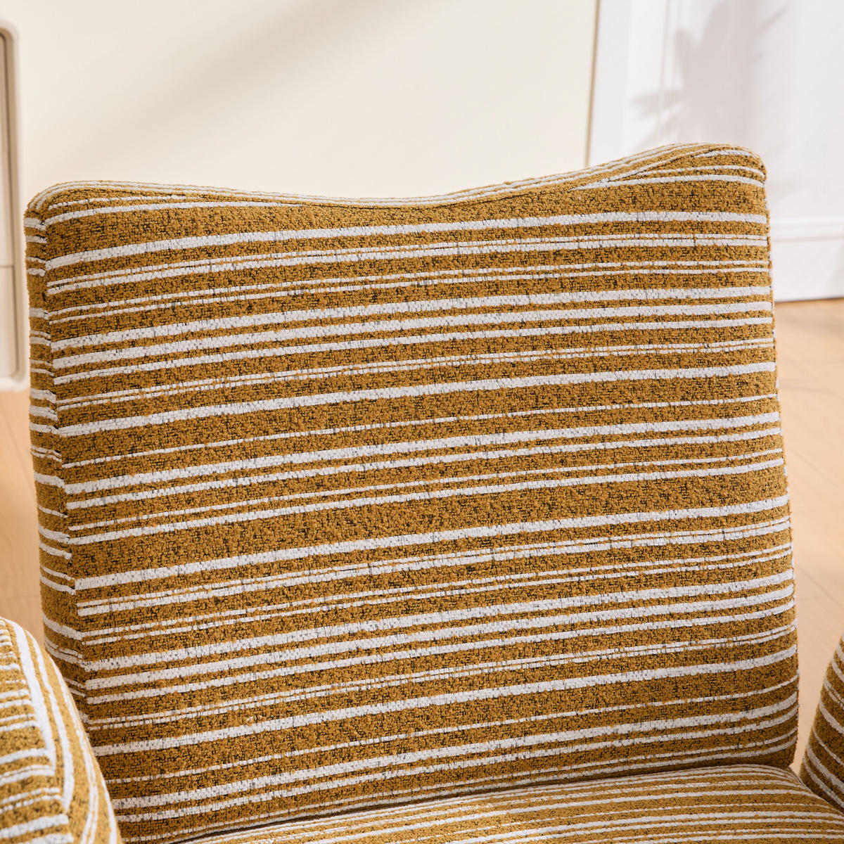 SESSEL Bouclé Senfgelb mit Seitentasche - Gelb, Holzwerkstoff/Textil (77/87/81cm) - WISHDOR