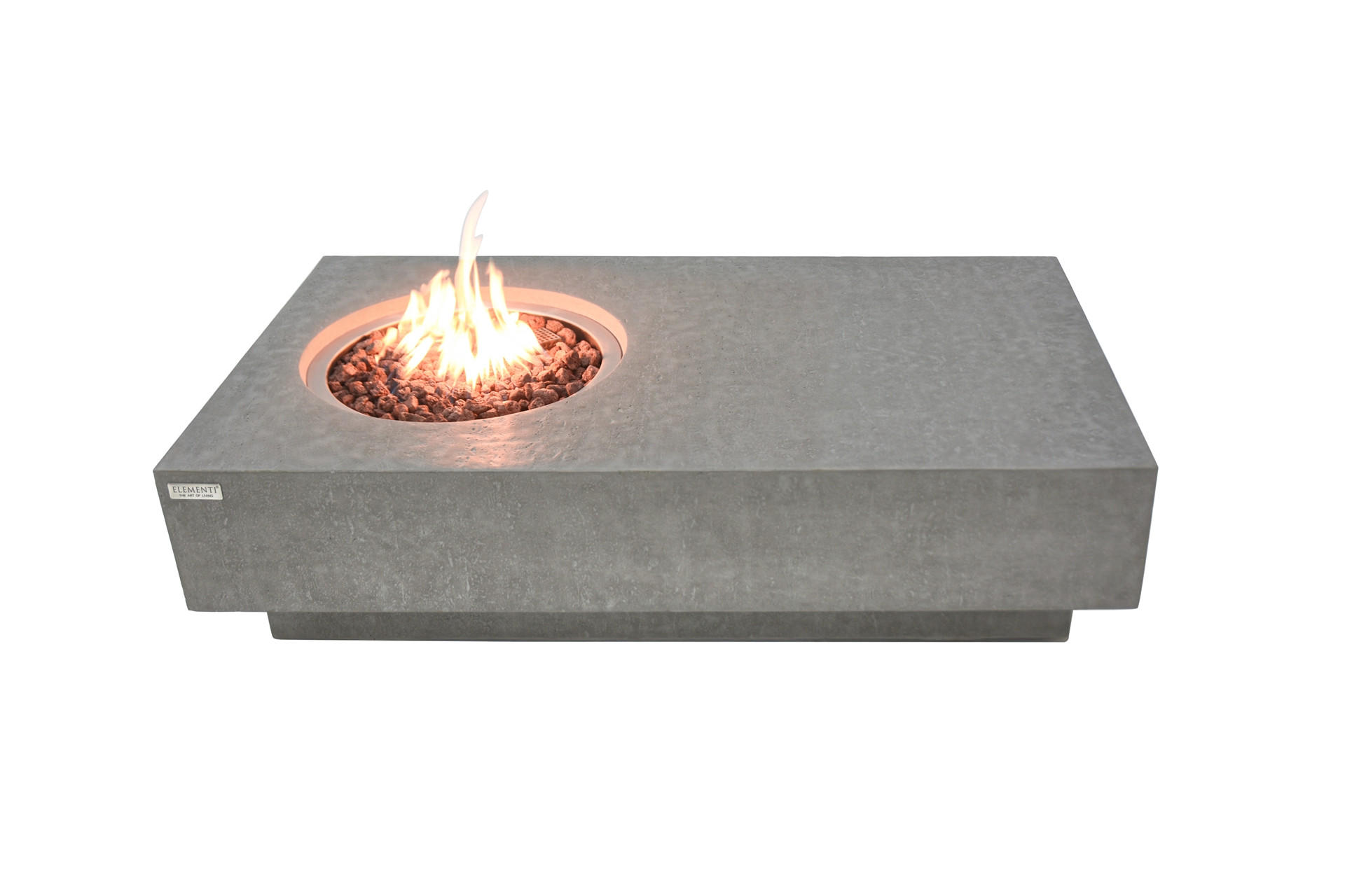 FEUERTISCH Metropolis Gasfeuerstelle aus GFRC-Beton 142/81/35 cm - Hellgrau, Naturmaterialien (81/35/142cm) - Elementi