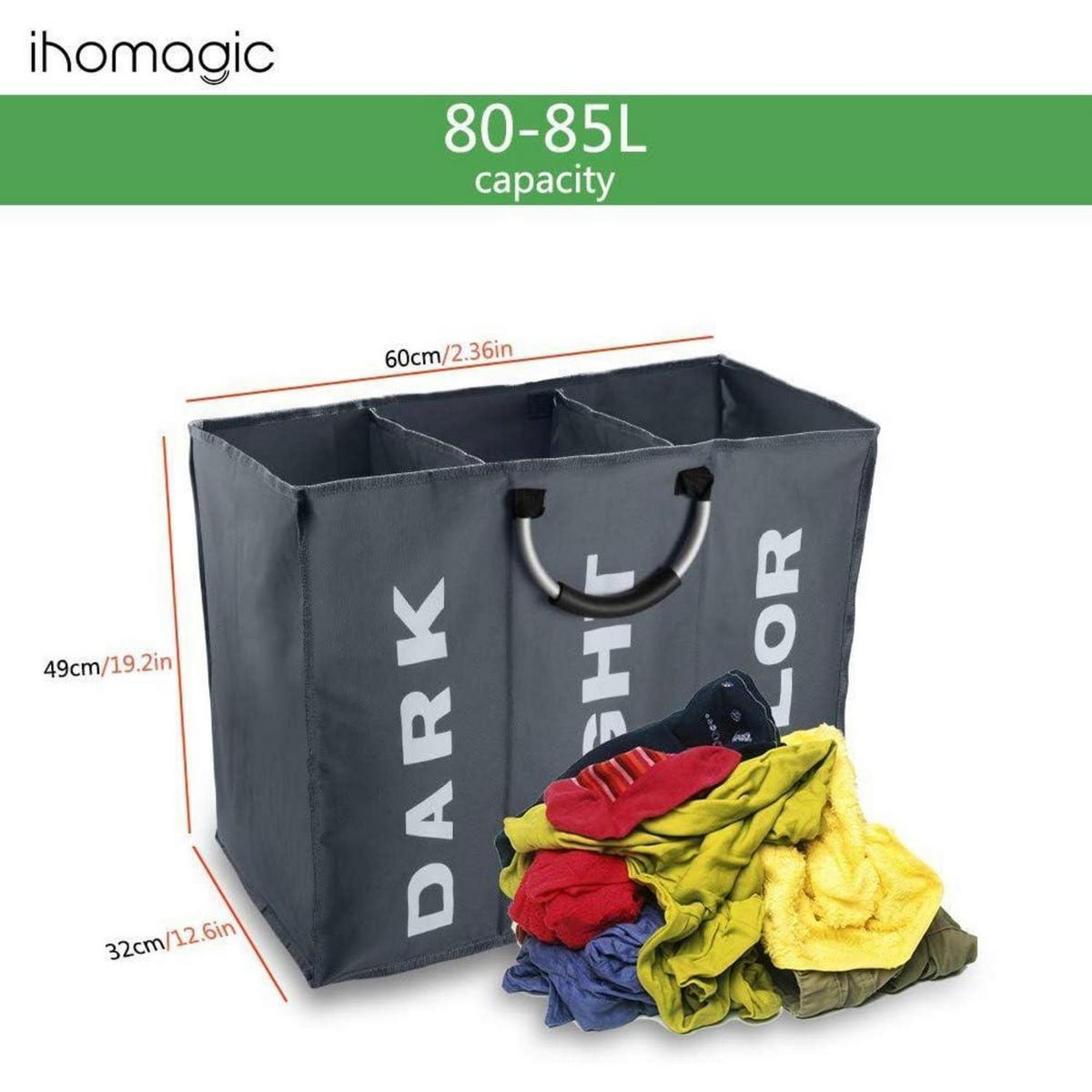 WÄSCHEKORB 3-teiliges Set 90L / 95L / 120L Oxford-Gewebe - Multicolor, Textil (38/38/72cm)