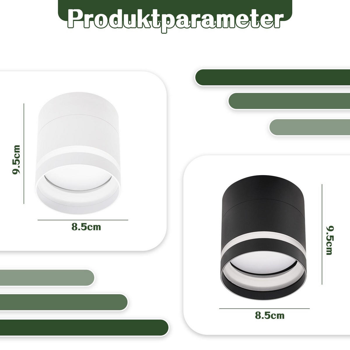 AUFBAUSTRAHLER Adams II 8.5/8.5/9.5cm - Schwarz, Metall (8.5/8.5/9.5cm) - Nettlife