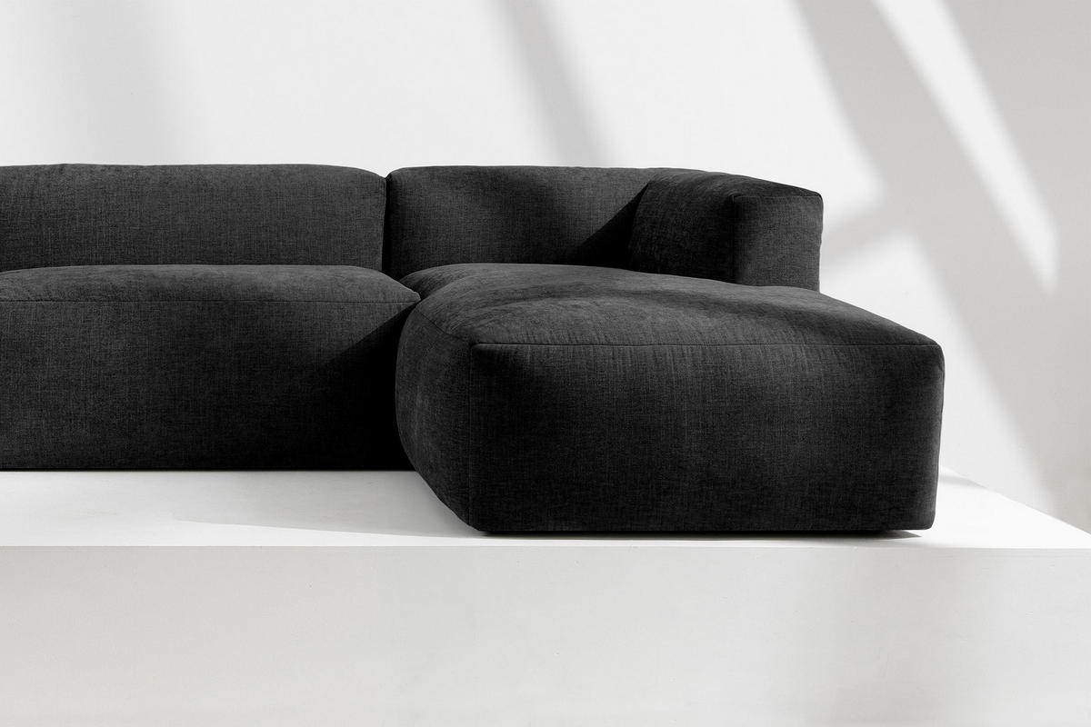 ECKMODULSOFA-RECHTS BUFFO 3/4 Sitzer mit extrem weicher Sitzfläche, Gewebestoff, graphit - Graphitfarben, Textil (237/180cm) - KONSIMO®