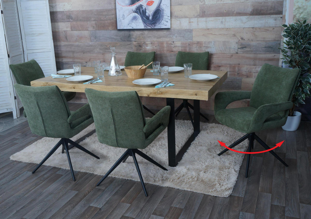 ESSZIMMERSTUHL Grün 6er-Set - Grün, Textil (60/90/60cm) - MCW