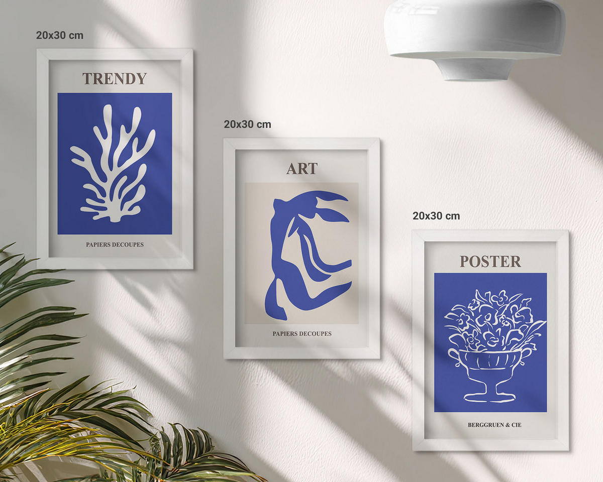 WANDBILDER 3er-Set - 20x30 cm Weißer Rahmen - Matisses abstrakte Plakate - Weiß, Kunststoff (20/30cm) - ArtPrintCave