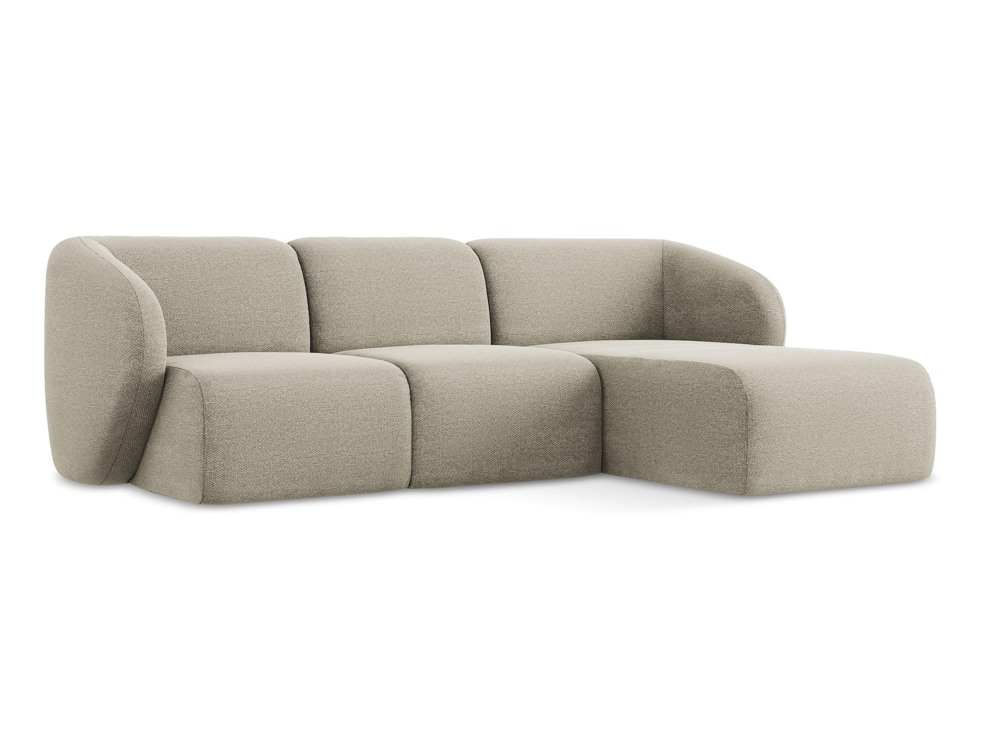 ECKSOFA Rechts Bouclé Stoff Grau - Taupe/Schwarz, Holzwerkstoff/Kunststoff (248/166cm) - Makamii