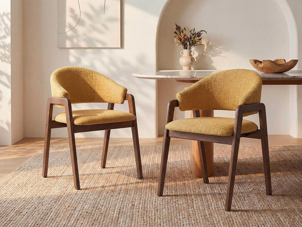 STUHL - 56 cm x 53.5 cm - stoff - gelb Soluna - Gelb, Textil (56/82/53.5cm) - Vente-Unique