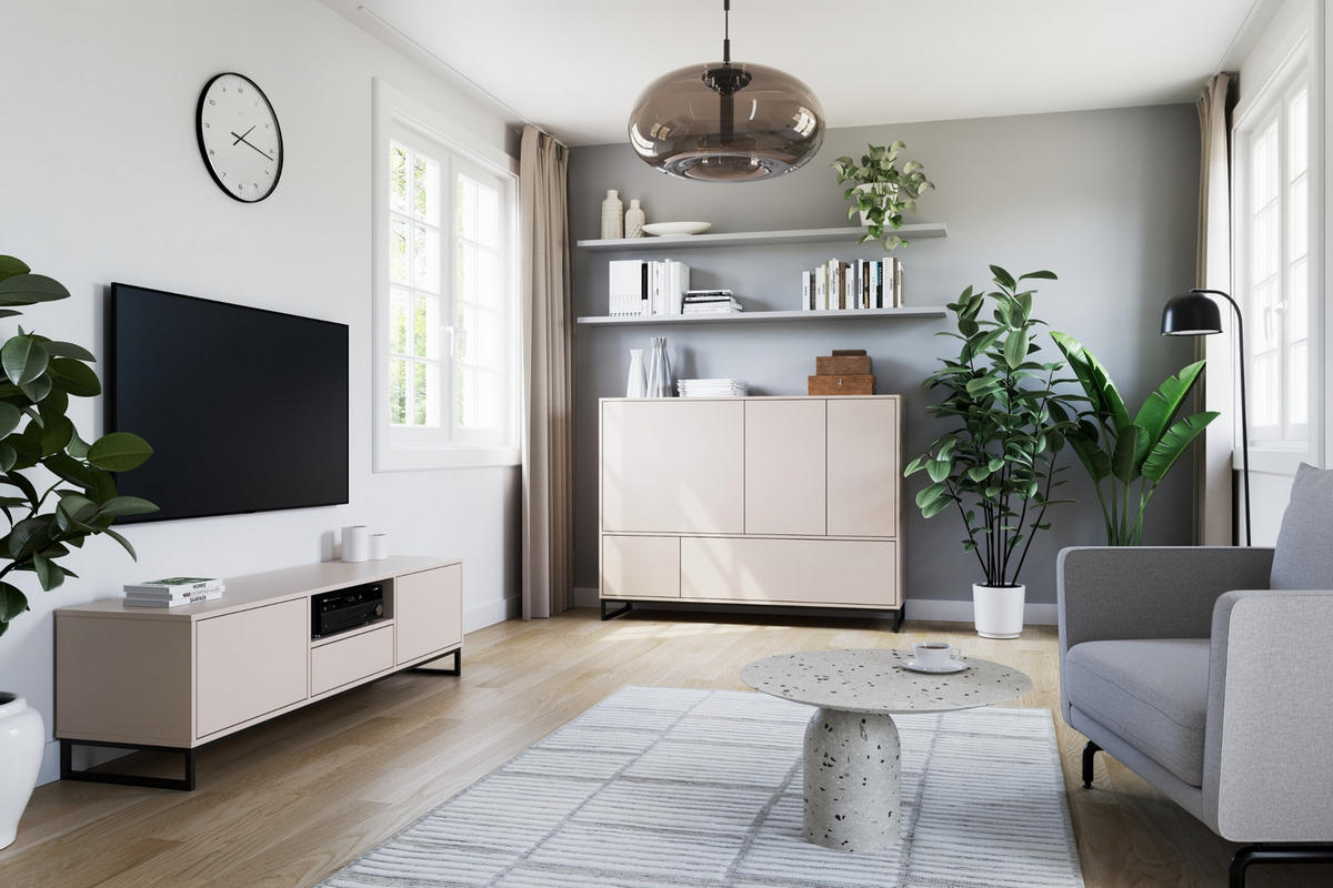 KOMMODE GENEVE 160/120/45 cm in Sandbeige - Beige, Holzwerkstoff (160/120/45cm) - Deine Möbel 24