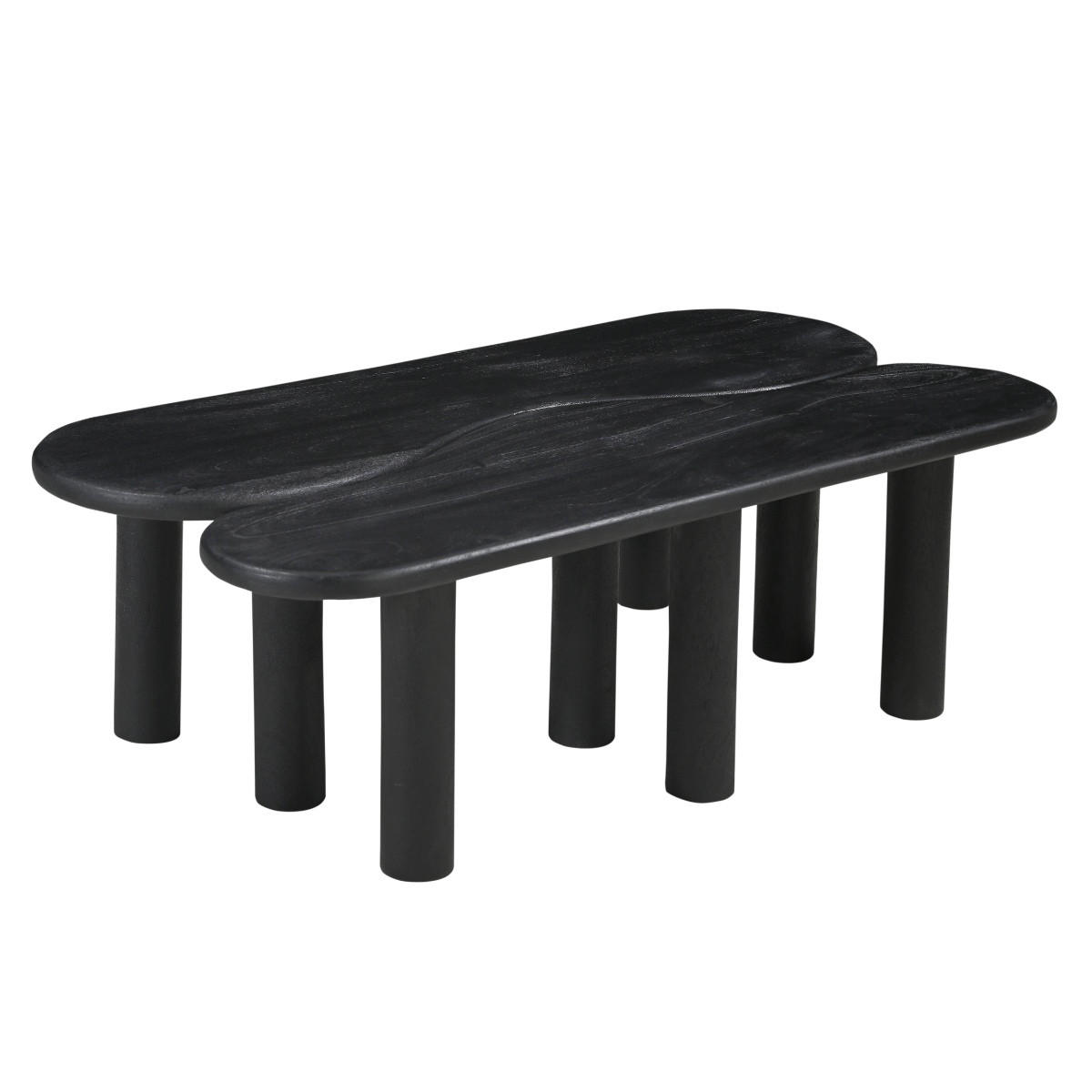 COUCHTISCH 2er Set aus Mangoholz, schwarz - Schwarz, Holz (120/65/38cm) - Giga Meubel