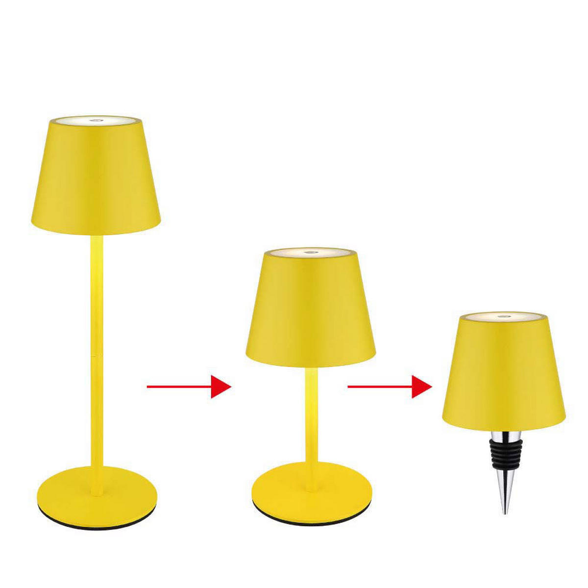 LED TISCHLAMPE VANNIE I Gelb - Gelb, Metall (11.5/11.5/36cm) - Globo Lighting