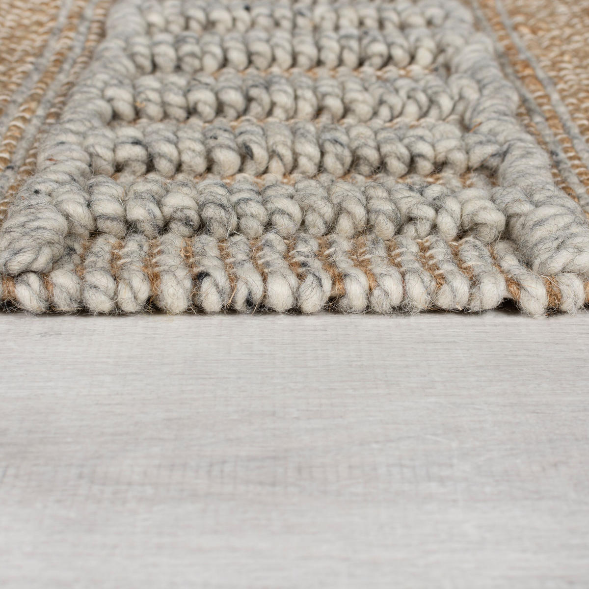 NATURTEPPICH handgewebt Jute-Wolle-Mix skandinavisch WHARFE, Braun-Grau 160x230 cm - Braun, Textil (160/230cm) - KADIMA DESIGN