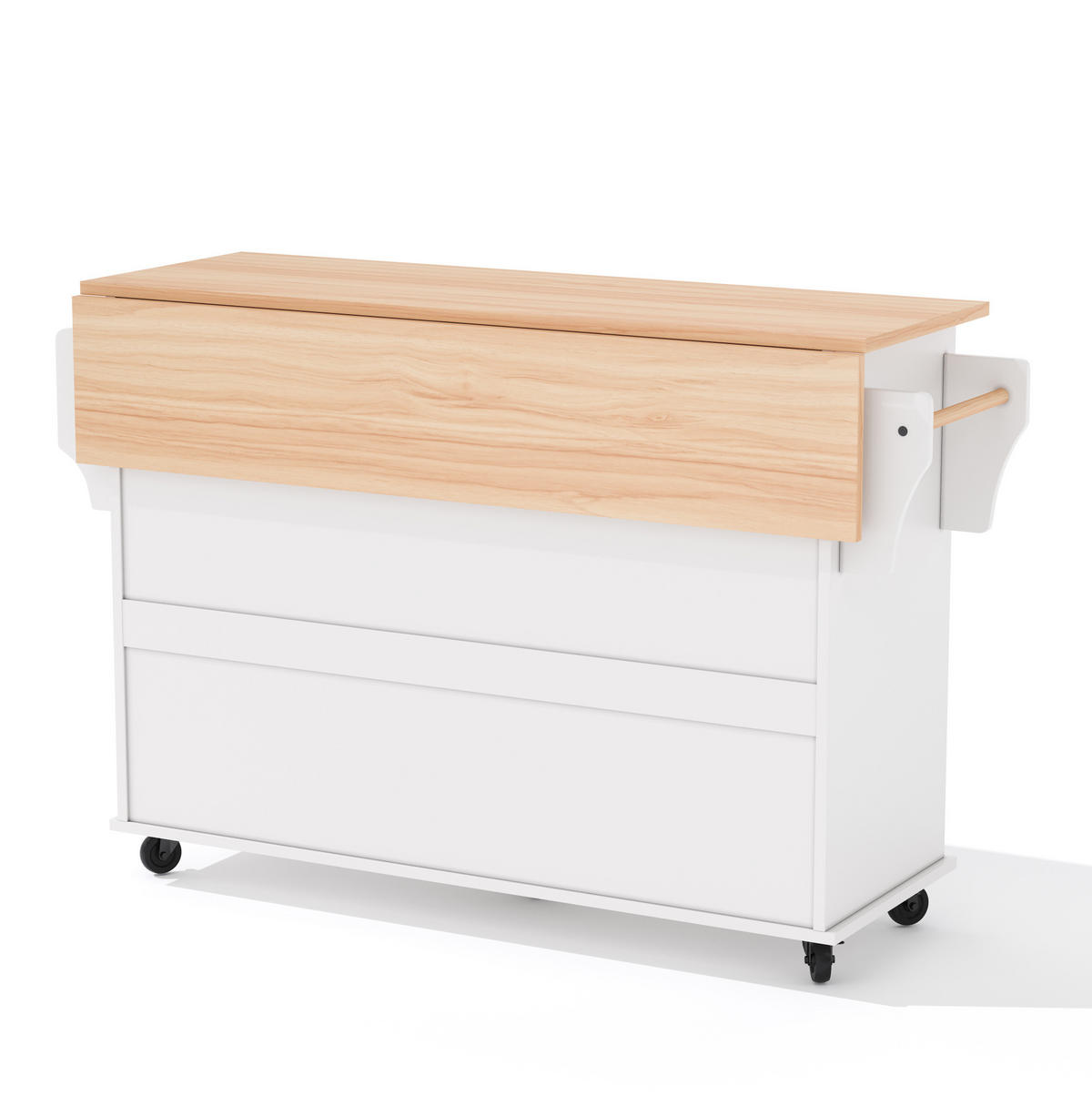 KÜCHENINSEL 136/70/92 cm aus MDF mit ausziehbarer Arbeitsplatte Weiß/Natur - Weiß, Holzwerkstoff (136/92/70cm) - Modenvie