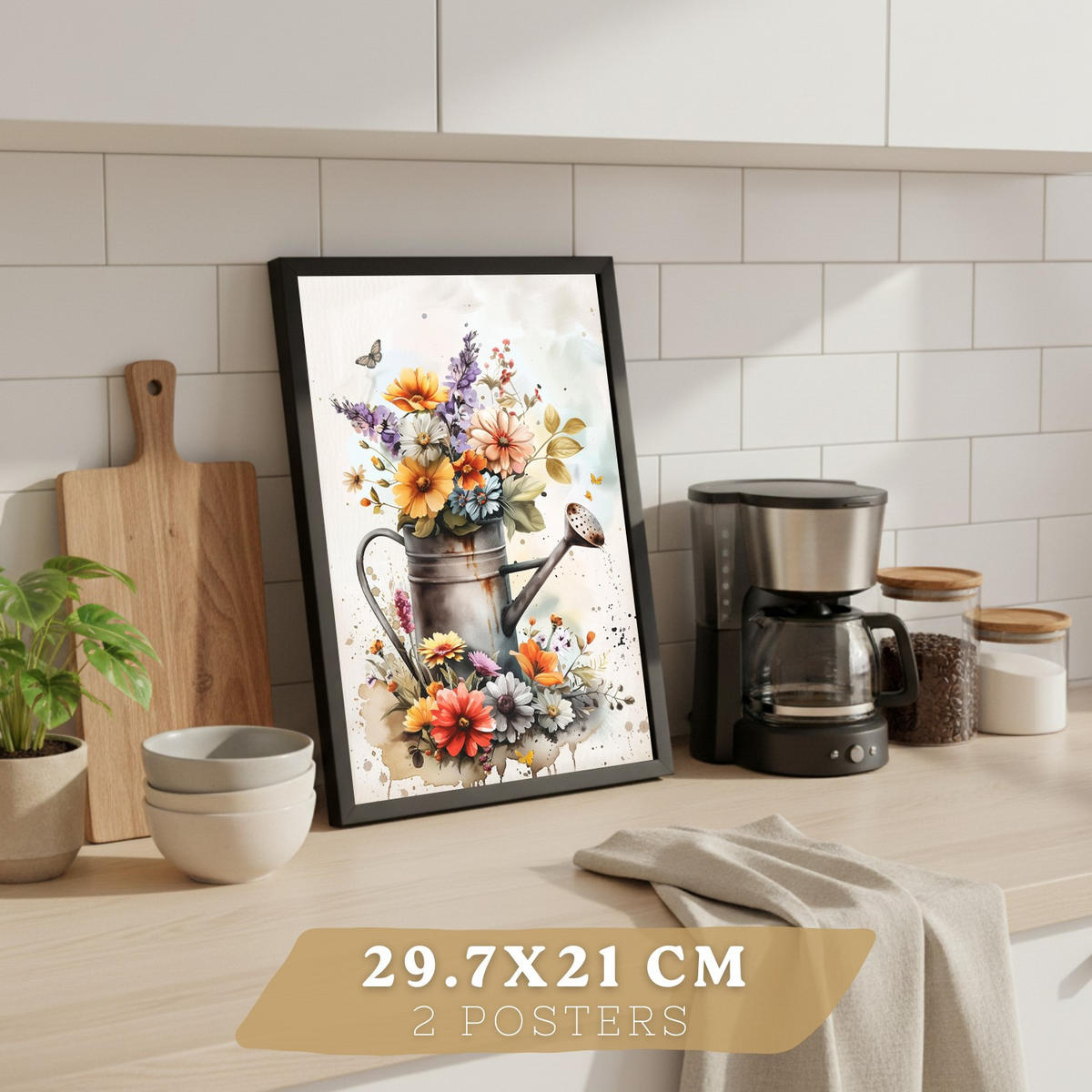 PLAKAT Sada 2 Váza A4 Černý rám - černá, papír (29.7/1/21cm) - Nacnic