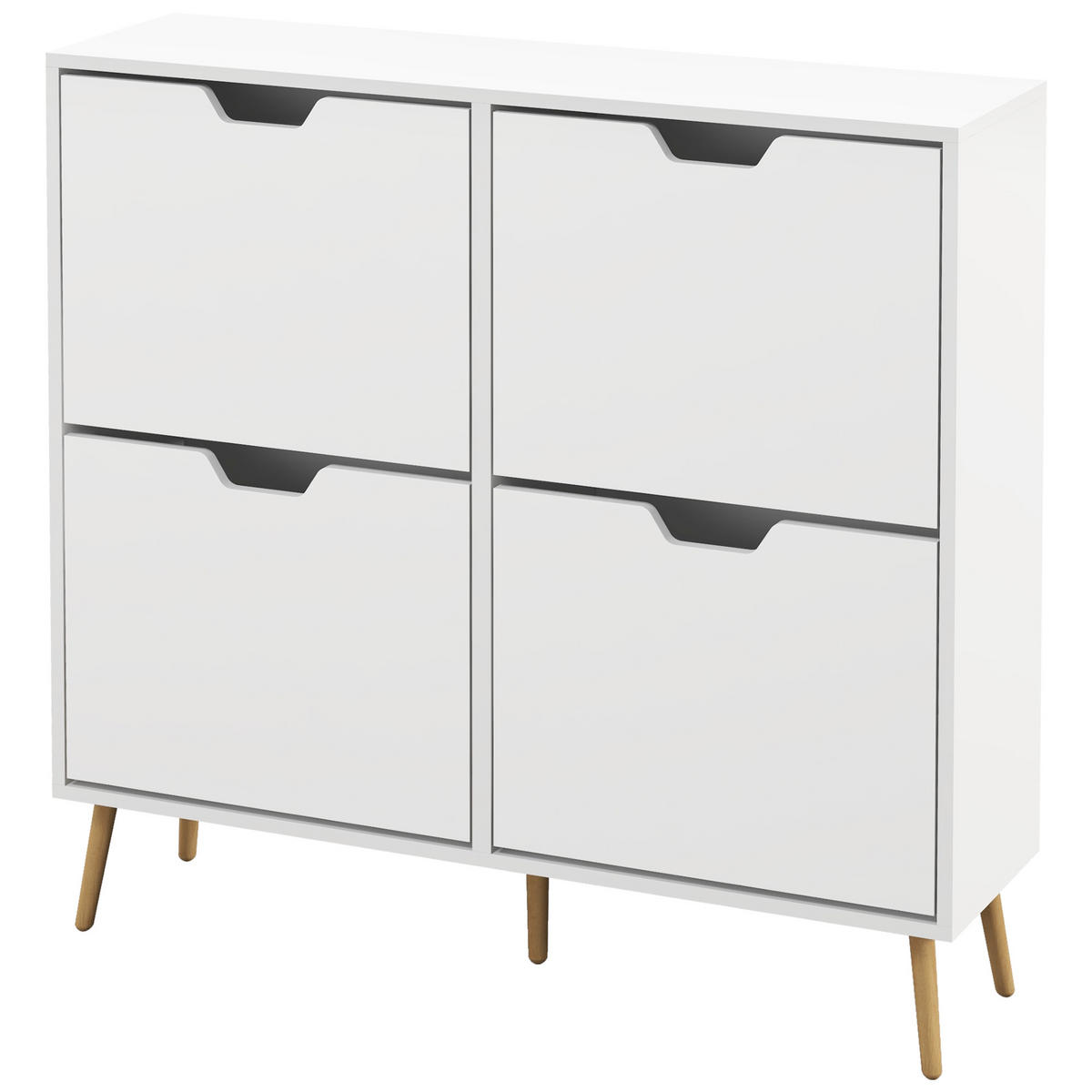 SCHUHSCHRANK DE-15002 4 Klapptüren für ca. 16 Paar Schuhe Weiß - Weiß, Holzwerkstoff (95/95/26cm) - ComfortXL