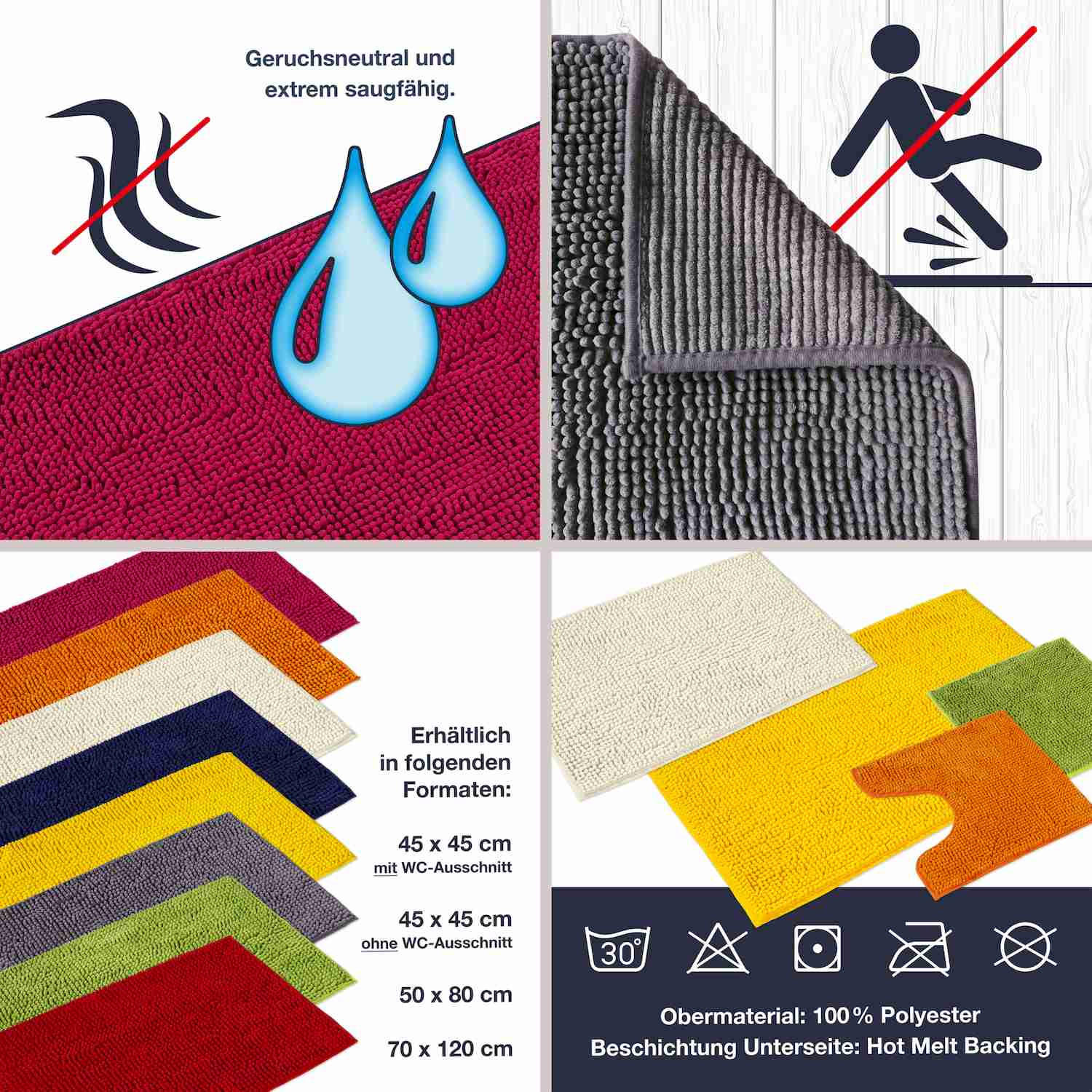 Thumbnail - WohnDirect Badematte, Petrol, Textil, 50x80 cm, Oeko-Tex® Standard 100, Badtextilien, Badematten
