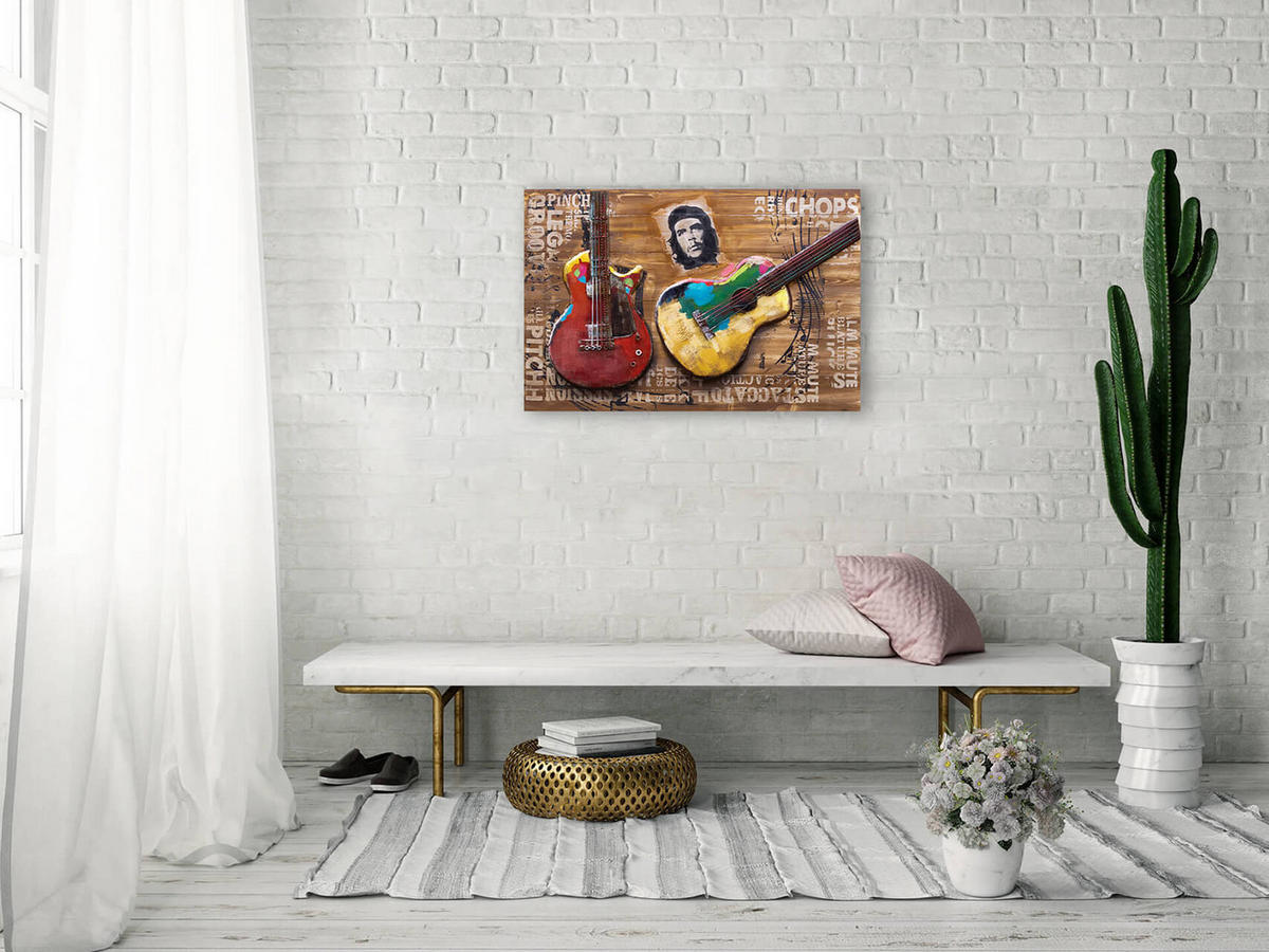 HOLZBILD Braun 90/60 cm - Braun, Holz/Metall (3.3/60cm) - KUNSTLOFT