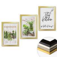 WANDBILDER 3er Set - 20x30 cm Goldrahmen - Küchenthema: Getrocknete Kräuter - Goldfarben, Kunststoff (20/30cm) - ArtPrintCave