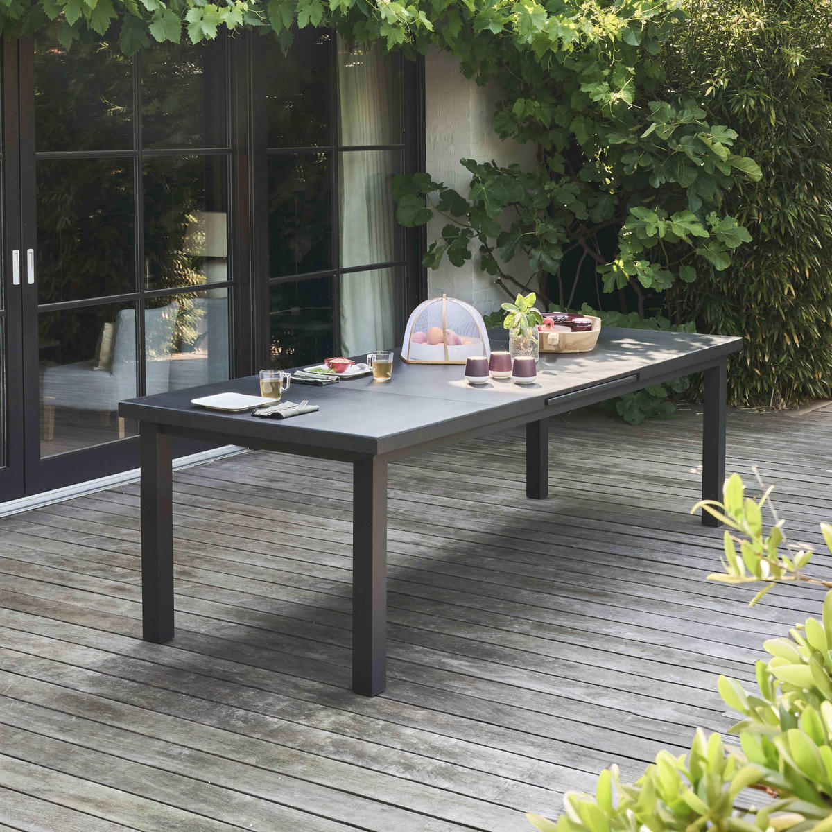 GARTENTISCH ausziehbar, Grau - Grau, Metall (320/100/76cm) - Oviala