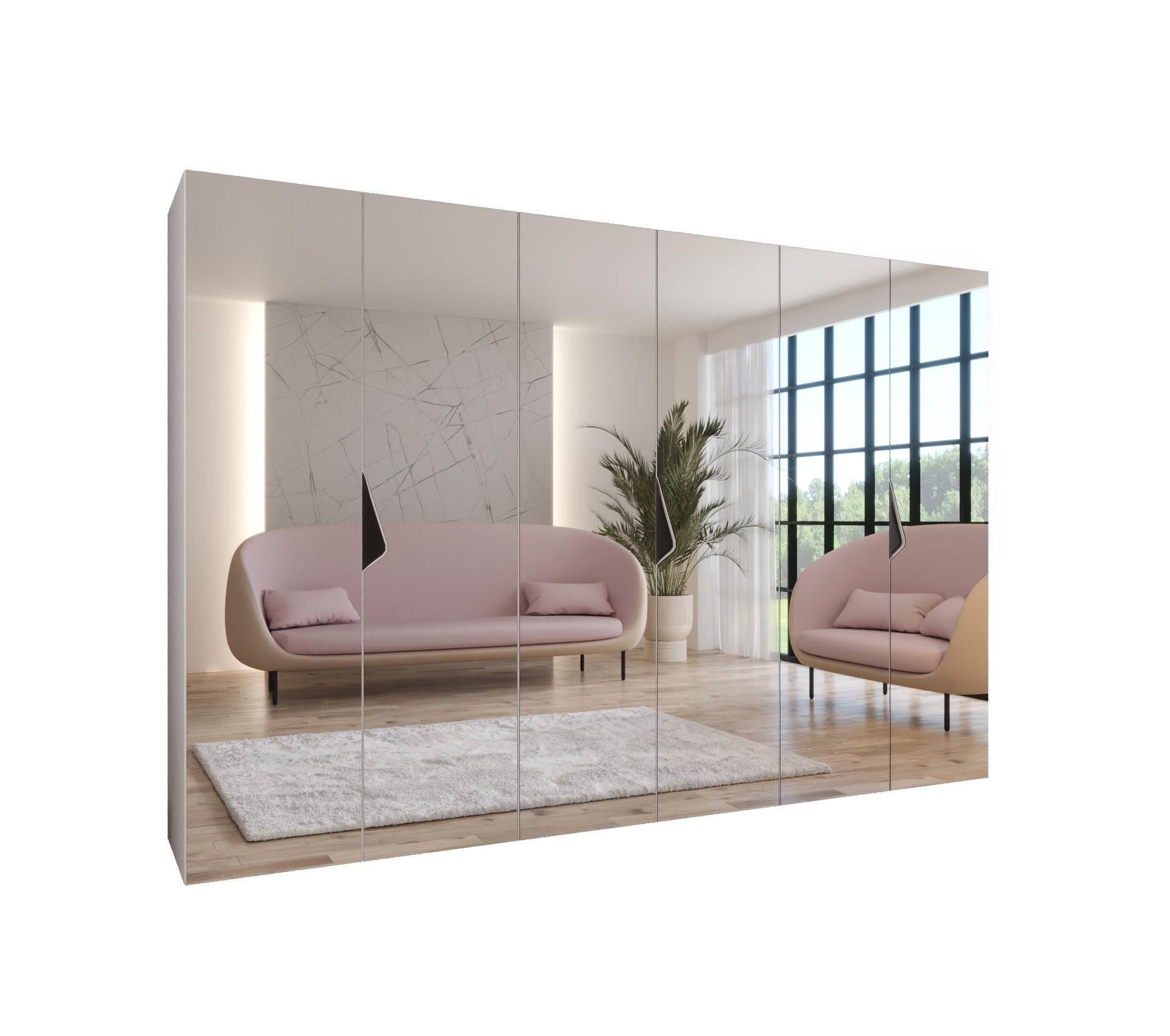 Abiks Möbel Drehtürenschrank Weiß, Schwarz 300x202x52 cm